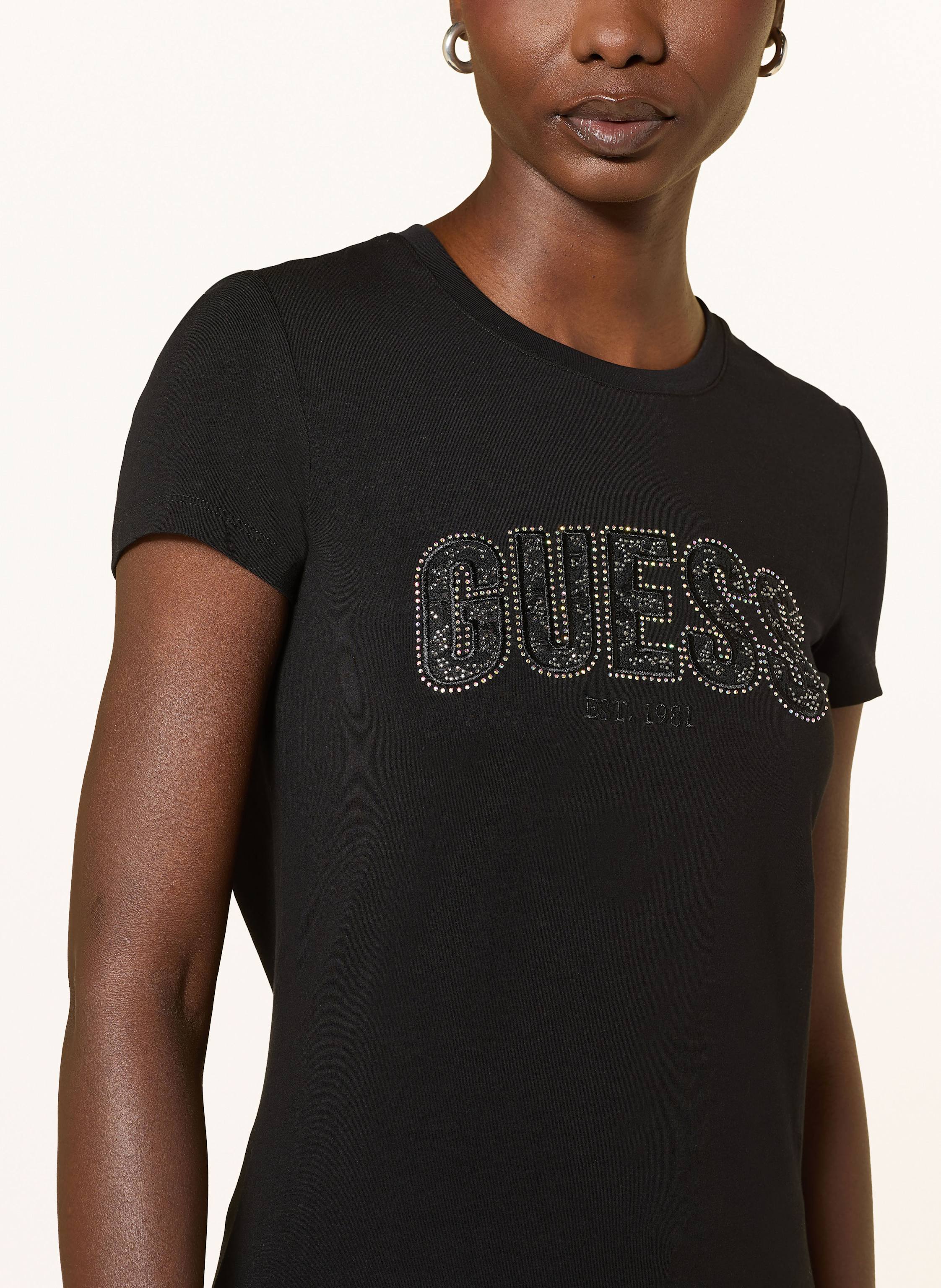 Thumbnail - Guess T-Shirt Mit Schmucksteinen schwarz