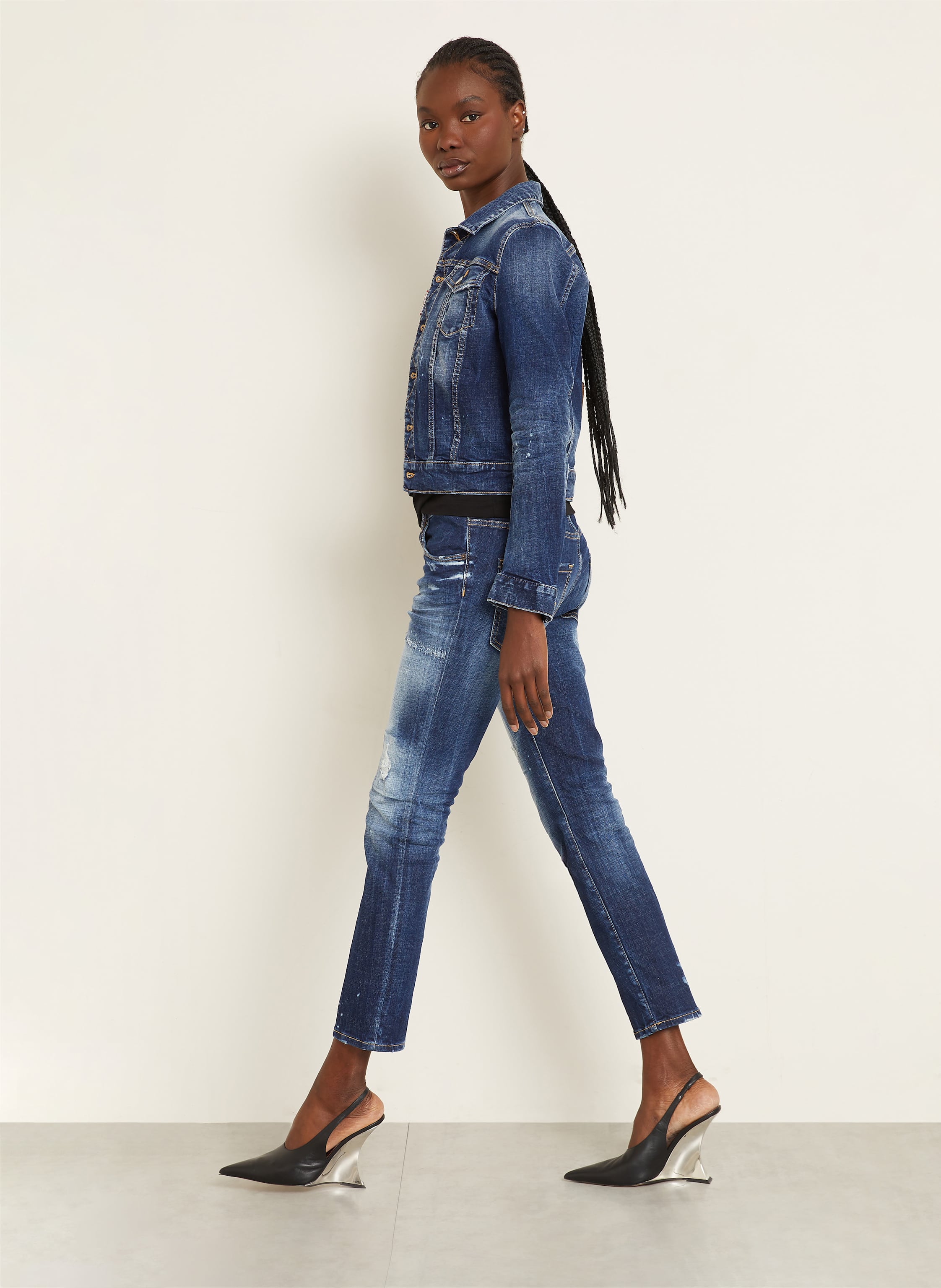 Thumbnail - dsquared2 Destroyed Jeans Cool Girl blau