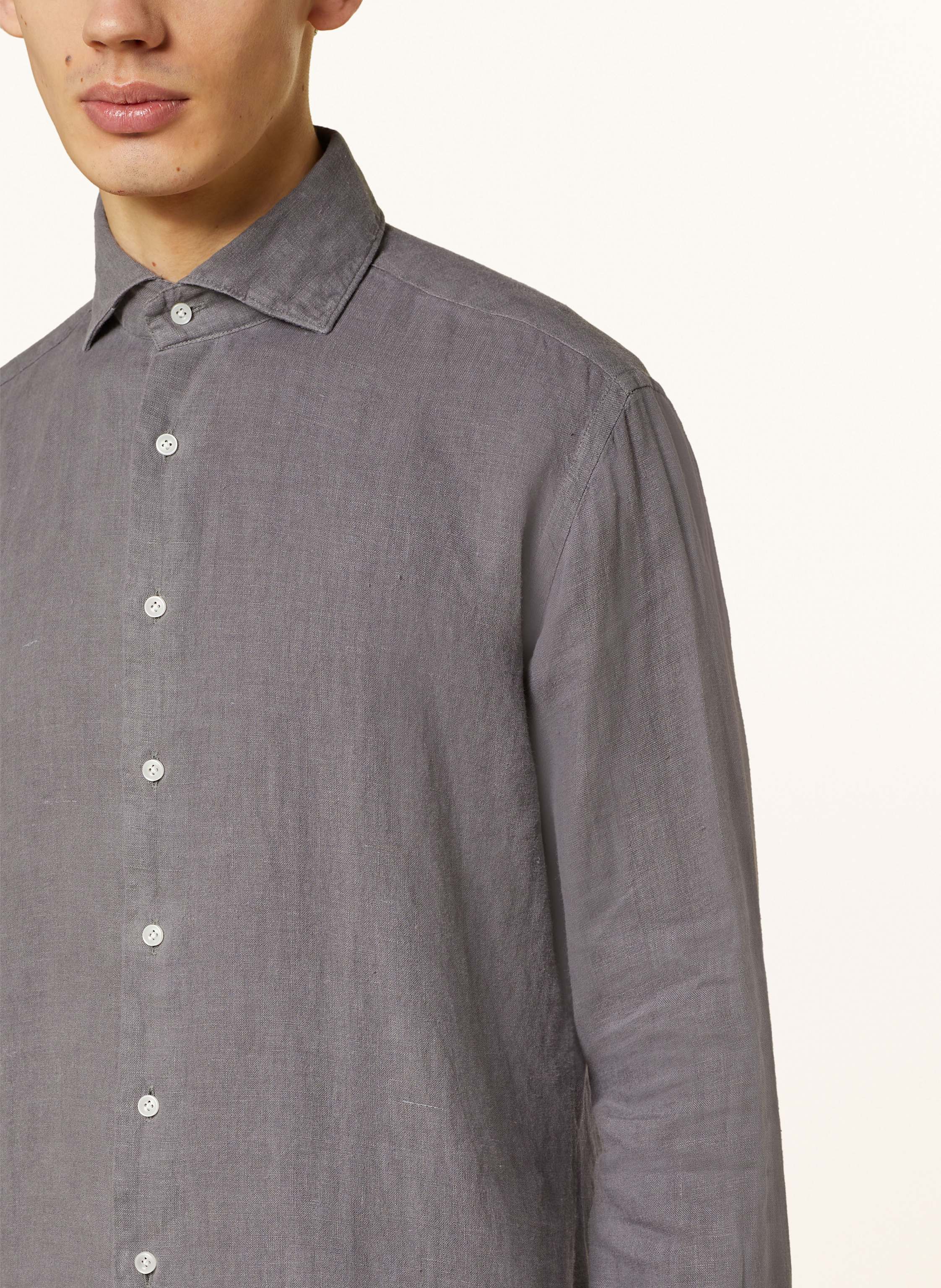 Thumbnail - Artigiano Leinenhemd Classic Fit grau