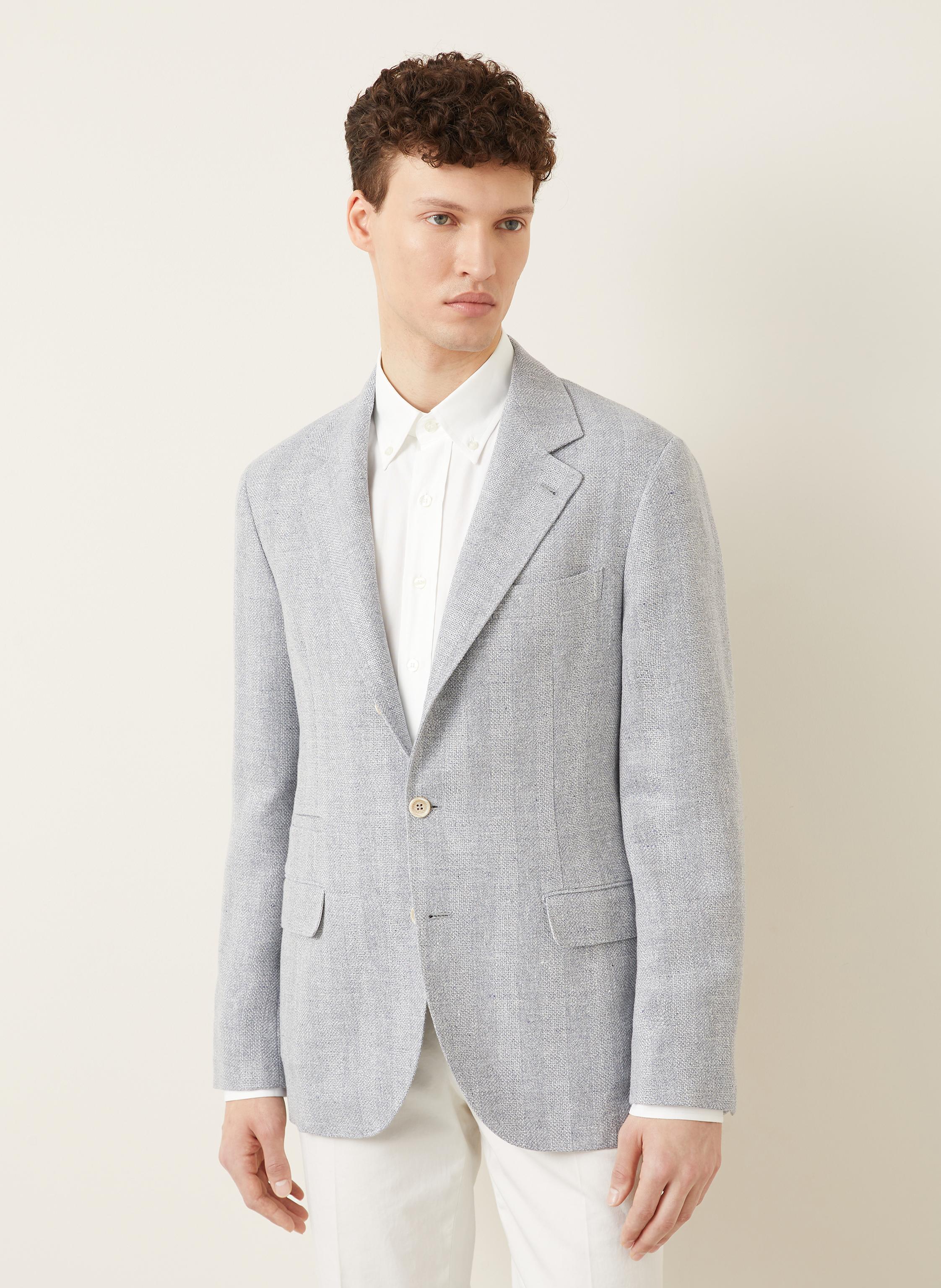 Thumbnail - Brunello Cucinelli Sakko Slim Fit Mit Leinen blau