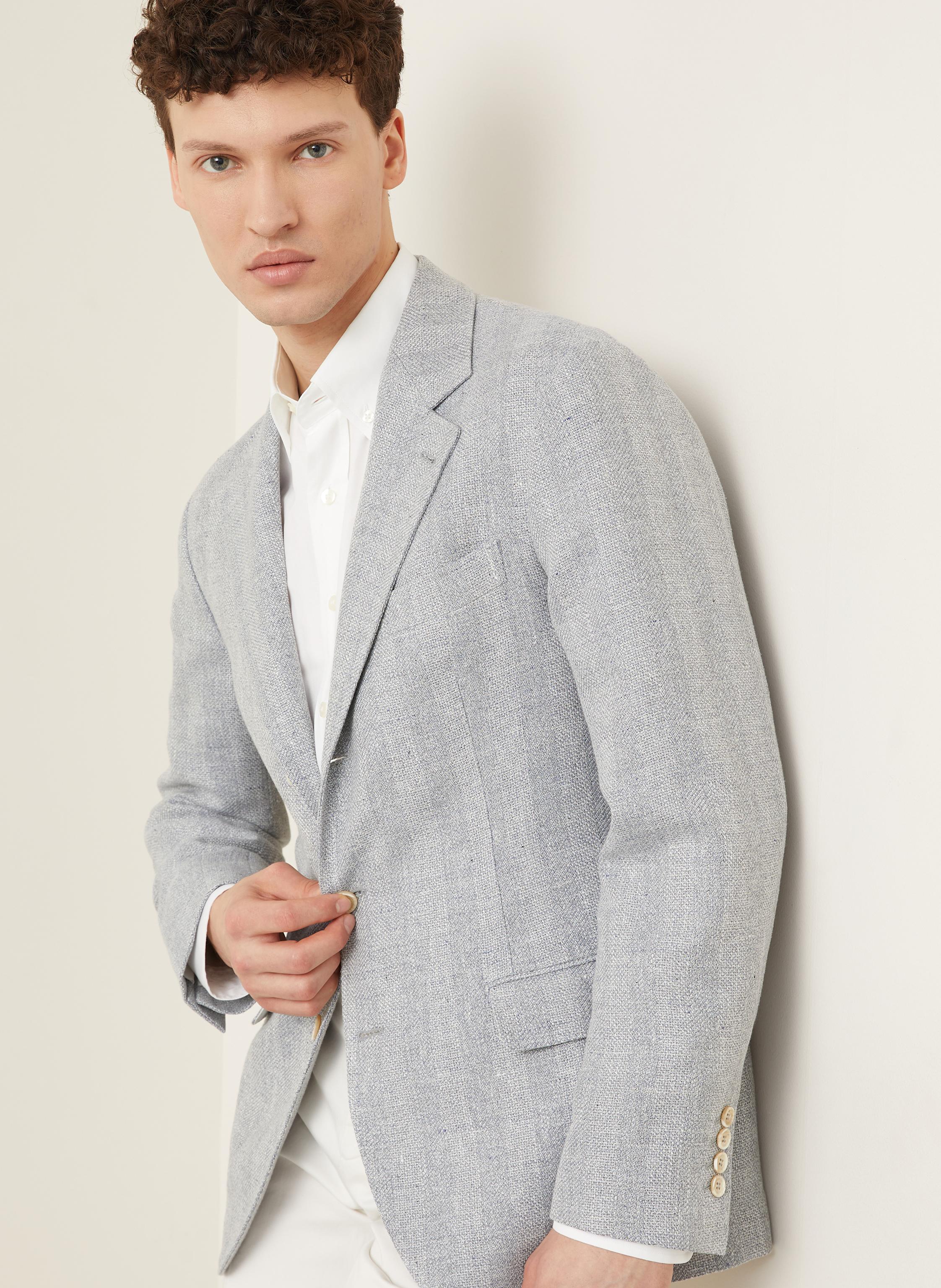 Thumbnail - Brunello Cucinelli Sakko Slim Fit Mit Leinen blau