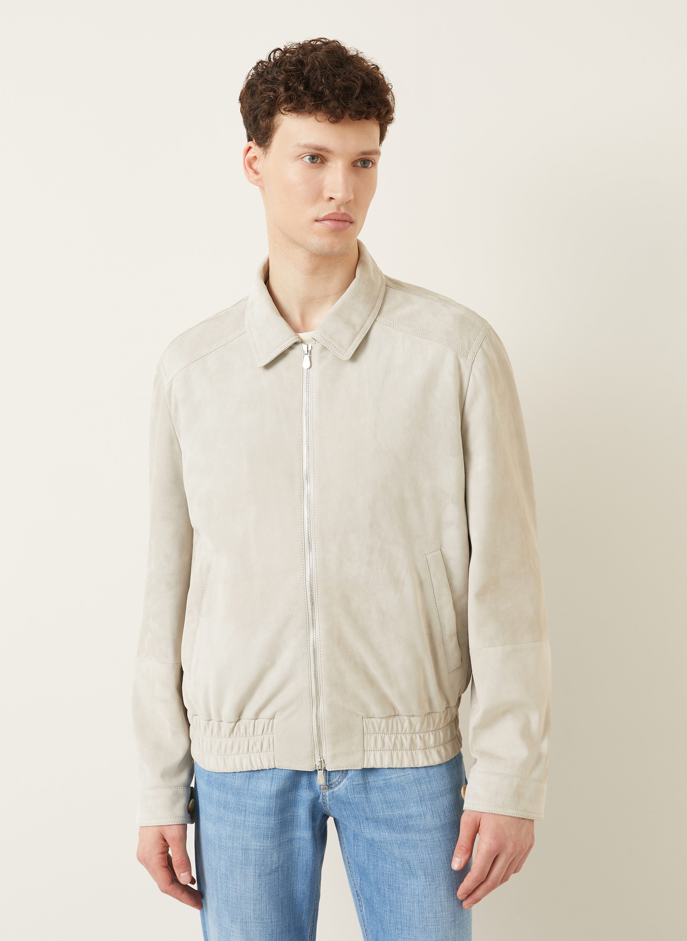 Thumbnail - Brunello Cucinelli Lederjacke beige
