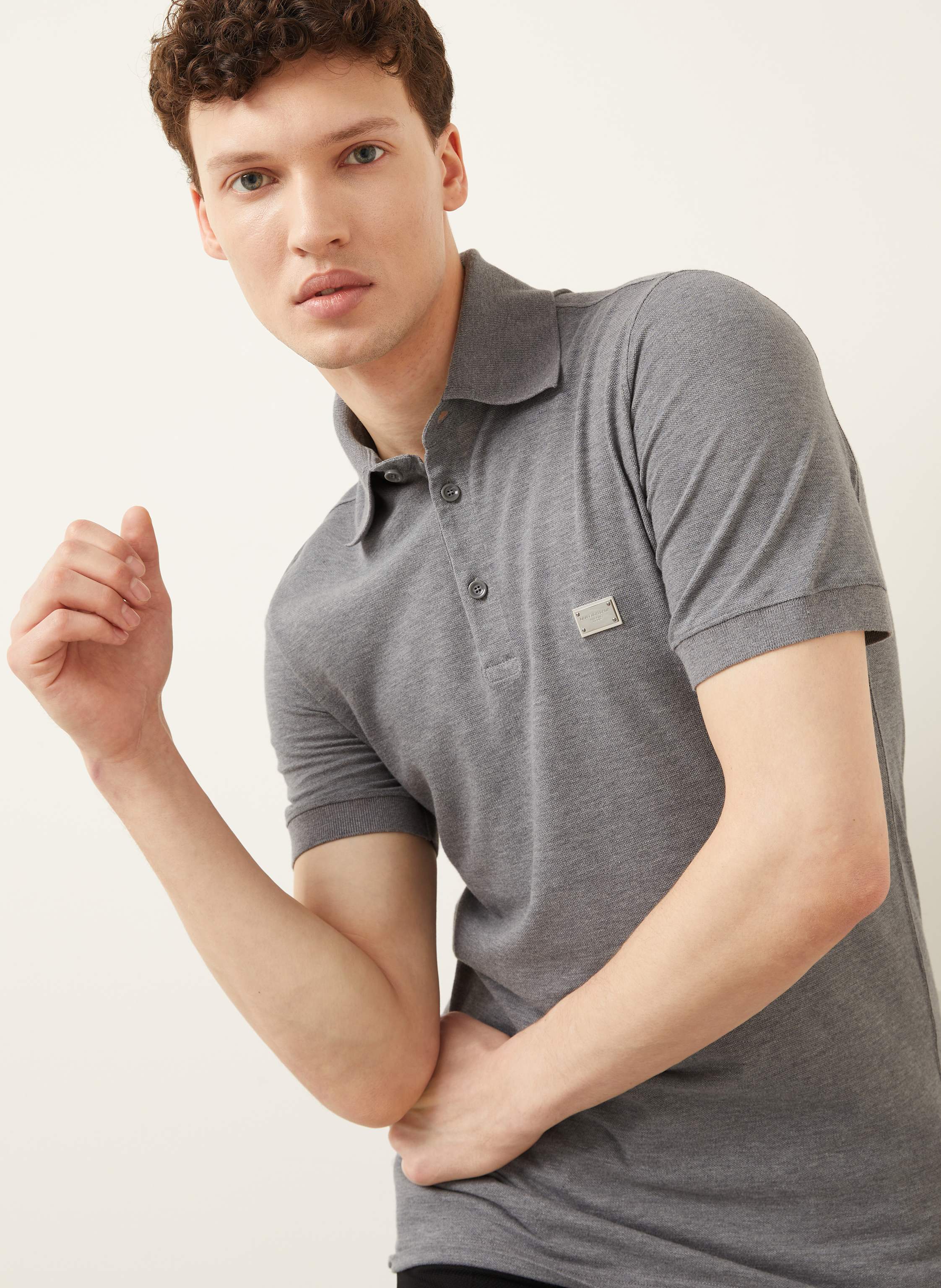 Thumbnail - Dolce & Gabbana Piqué-Poloshirt grau