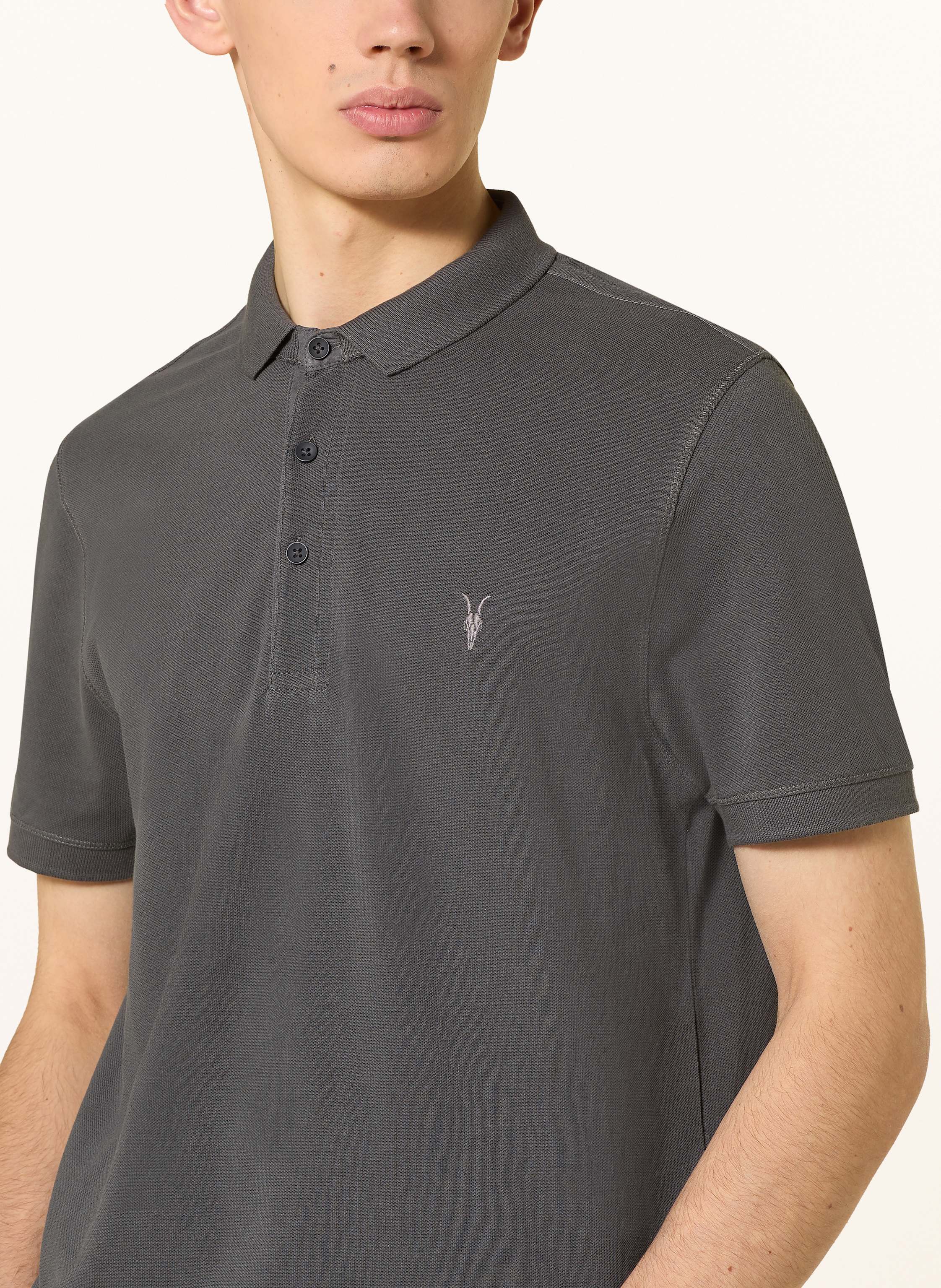 Thumbnail - Allsaints Piqué-Poloshirt Reform Slim Fit grau