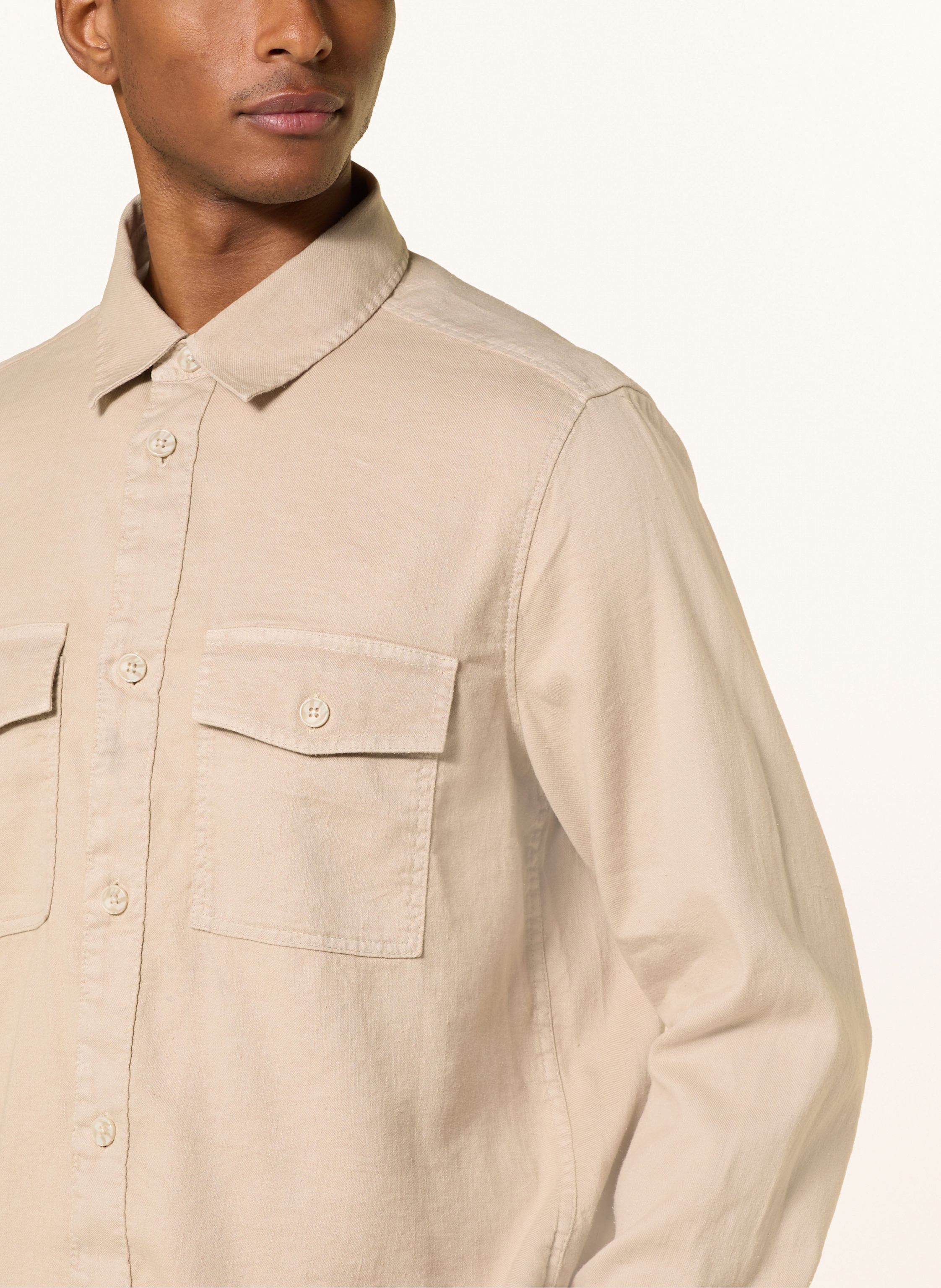 Thumbnail - Olymp Overshirt Casual Regular Fit Mit Leinen beige