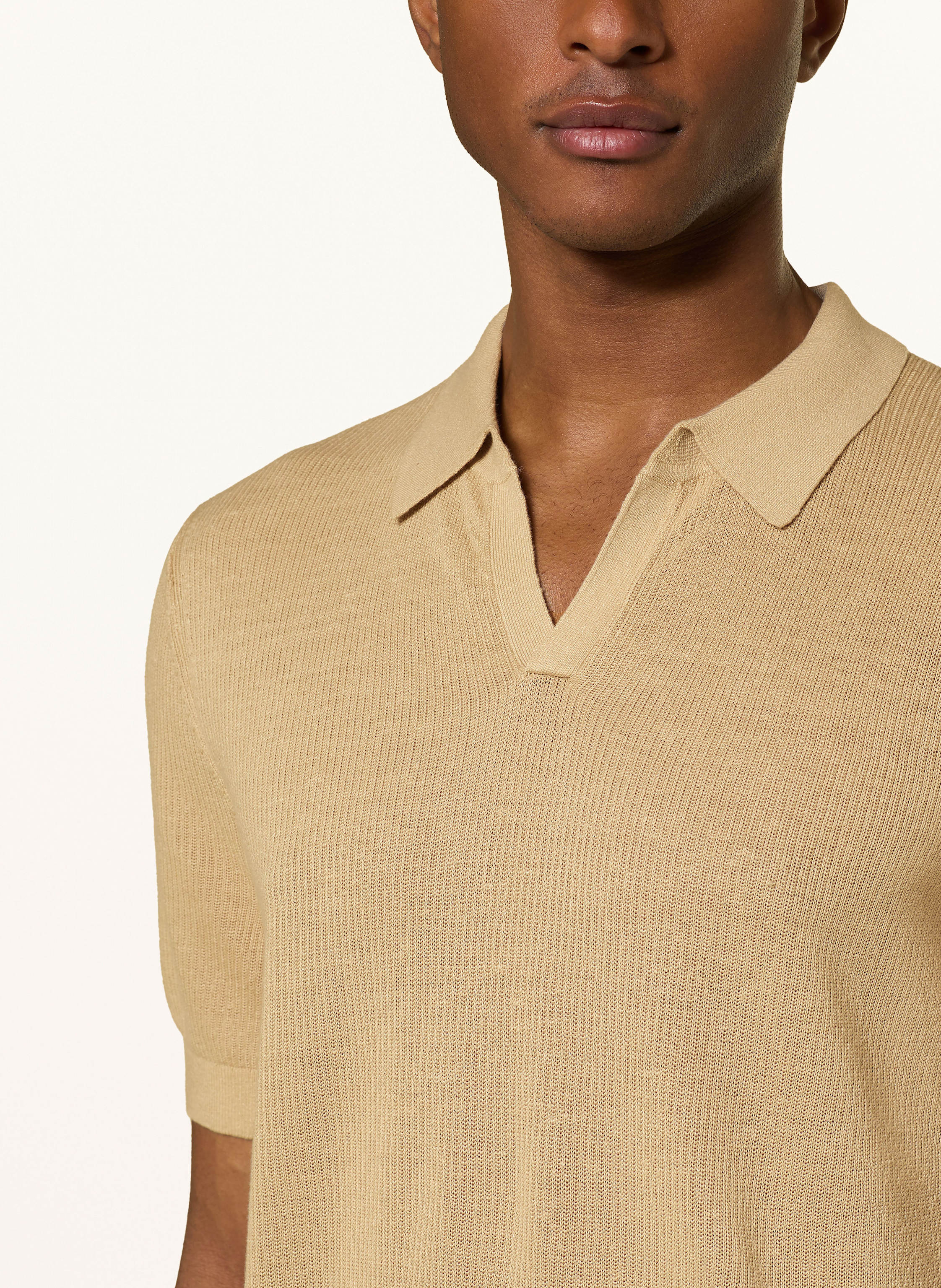Thumbnail - Olymp Strick-Poloshirt Casual Comfort Fit beige