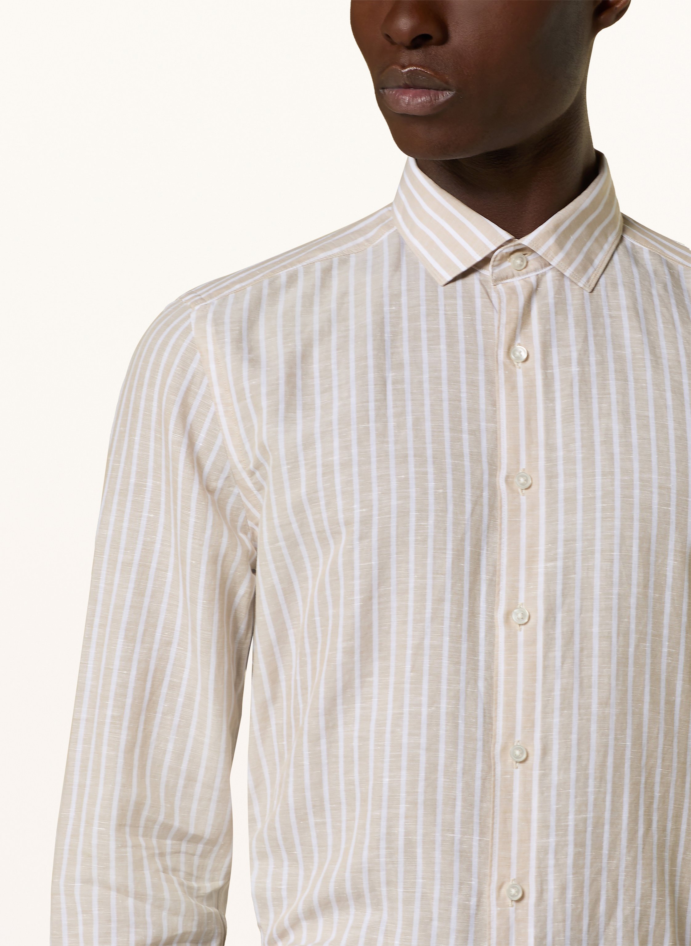 Thumbnail - Olymp Hemd Level Five Body Fit Mit Leinen beige