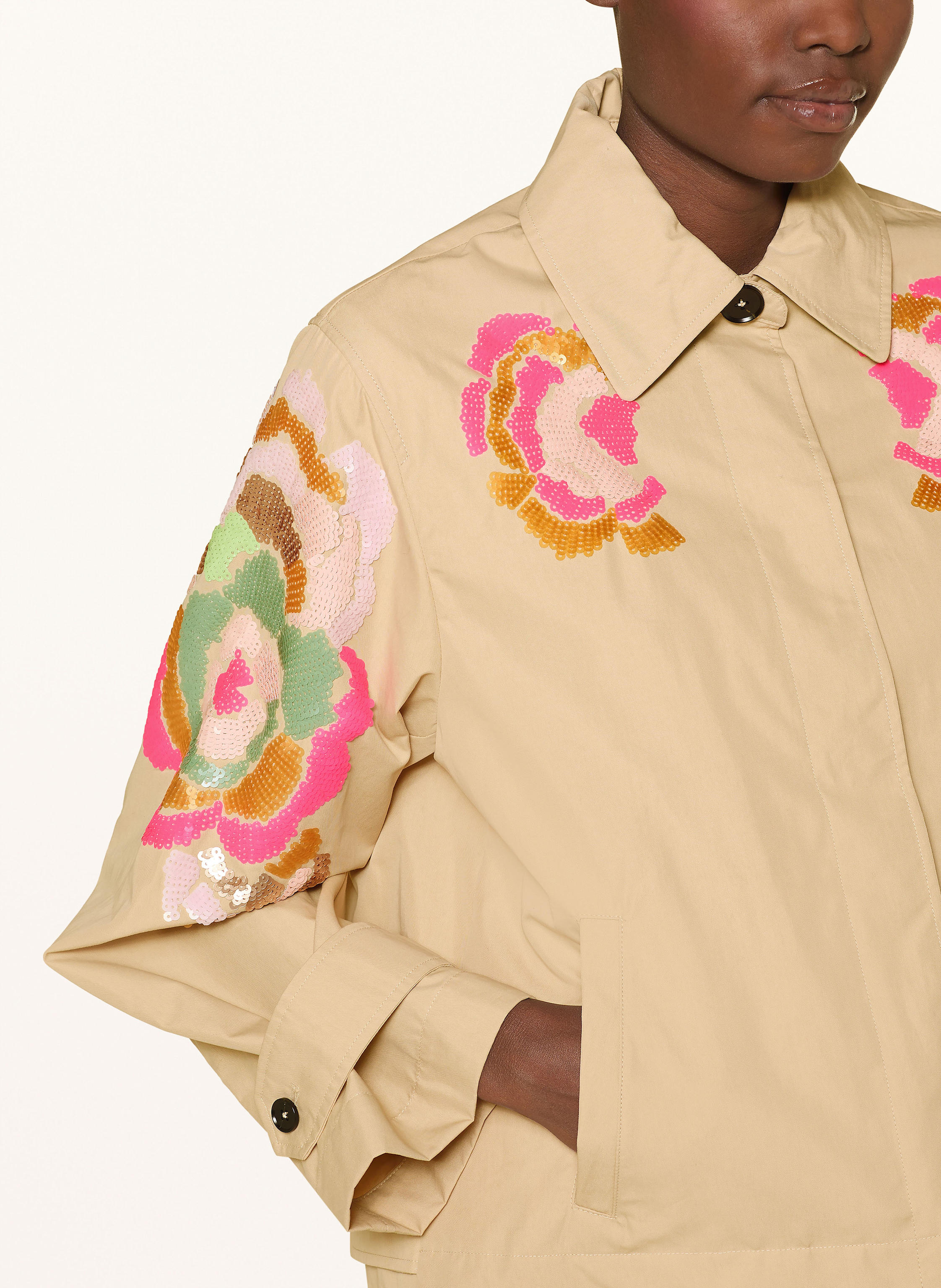 Thumbnail - No.1 Como Fieldjacket Blue Mit Pailletten beige