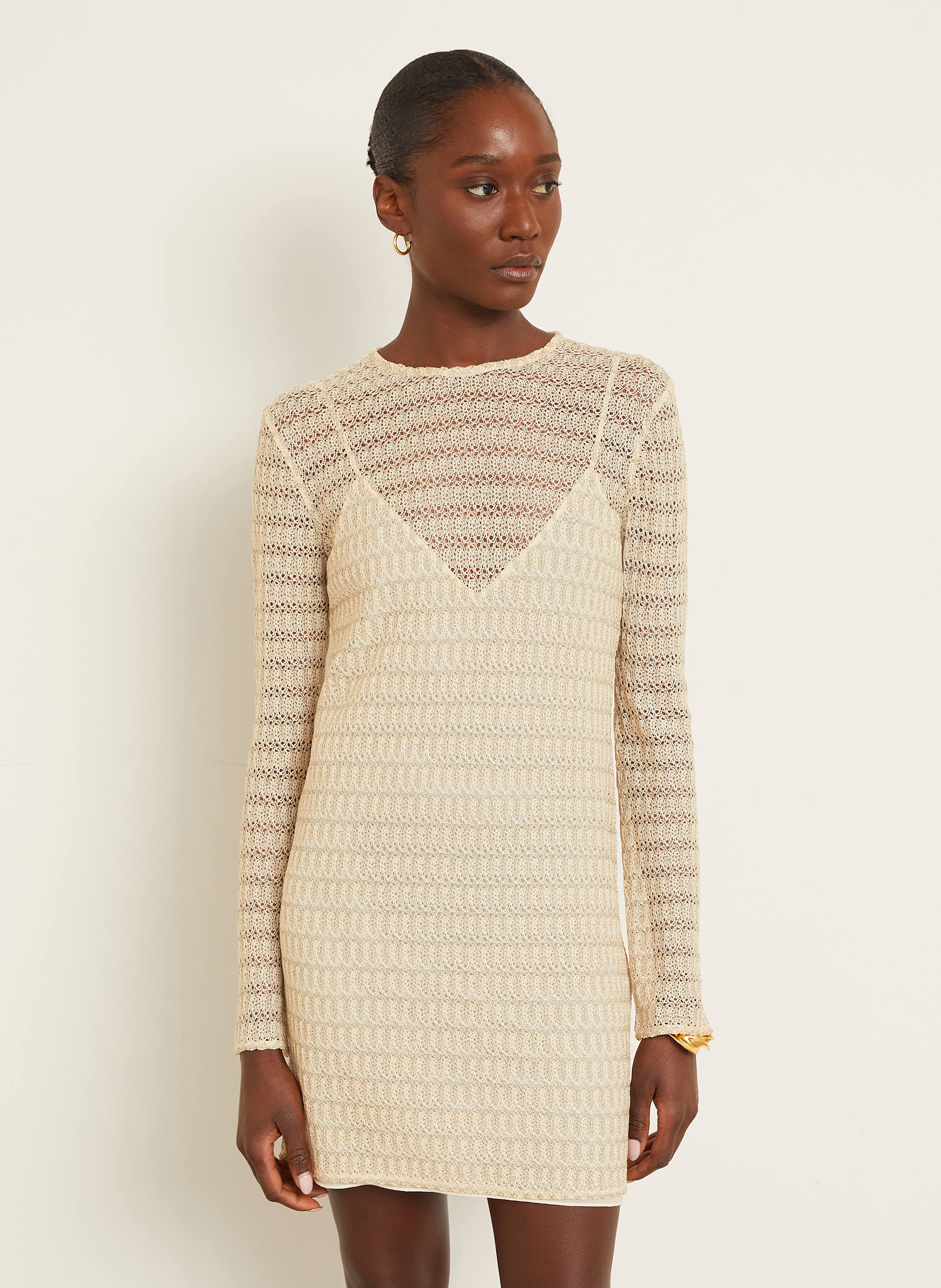 Thumbnail - Missoni Häkelkleid Mit Glitzergarn beige