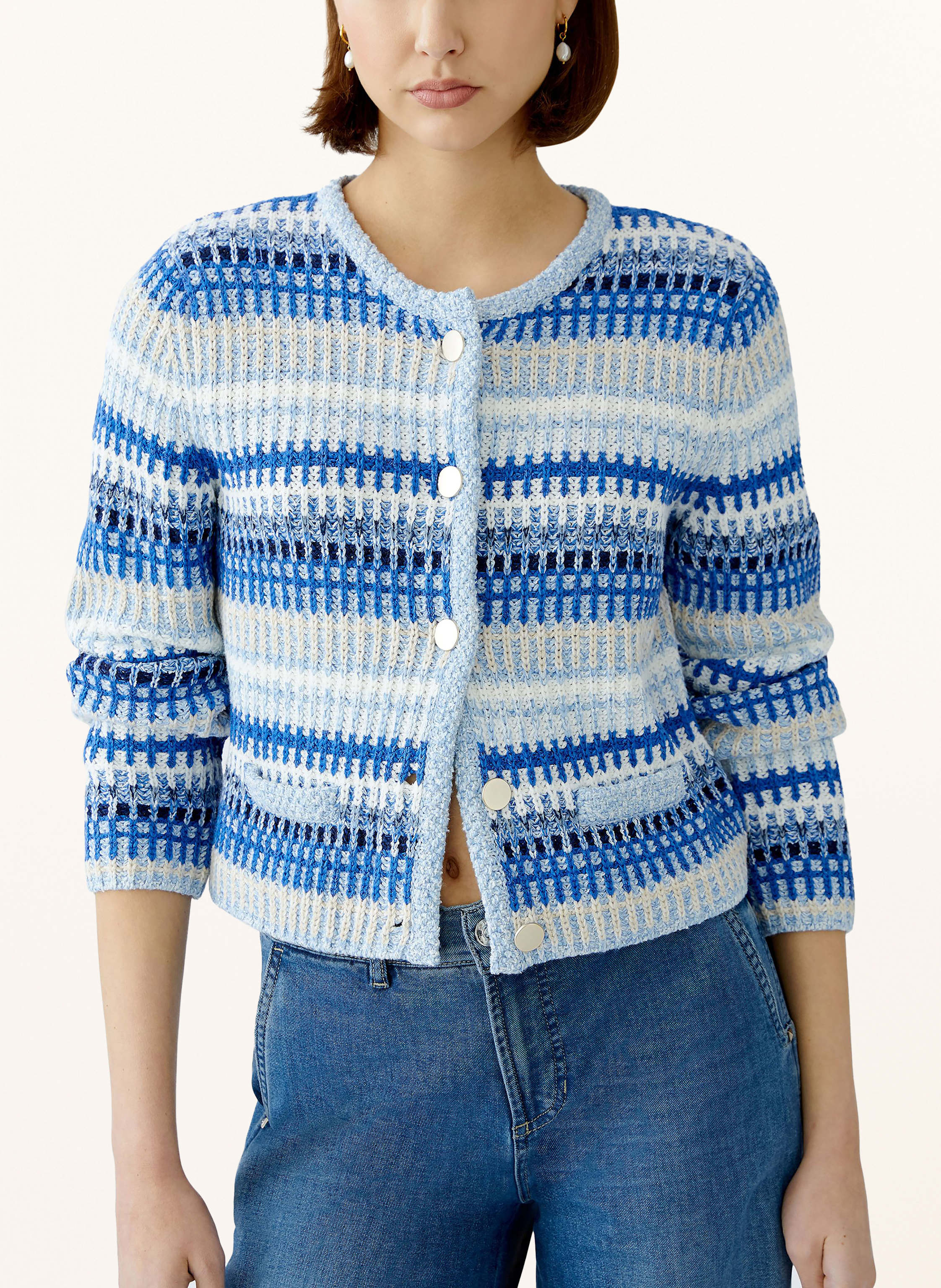 Thumbnail - Oui Strickjacke blau