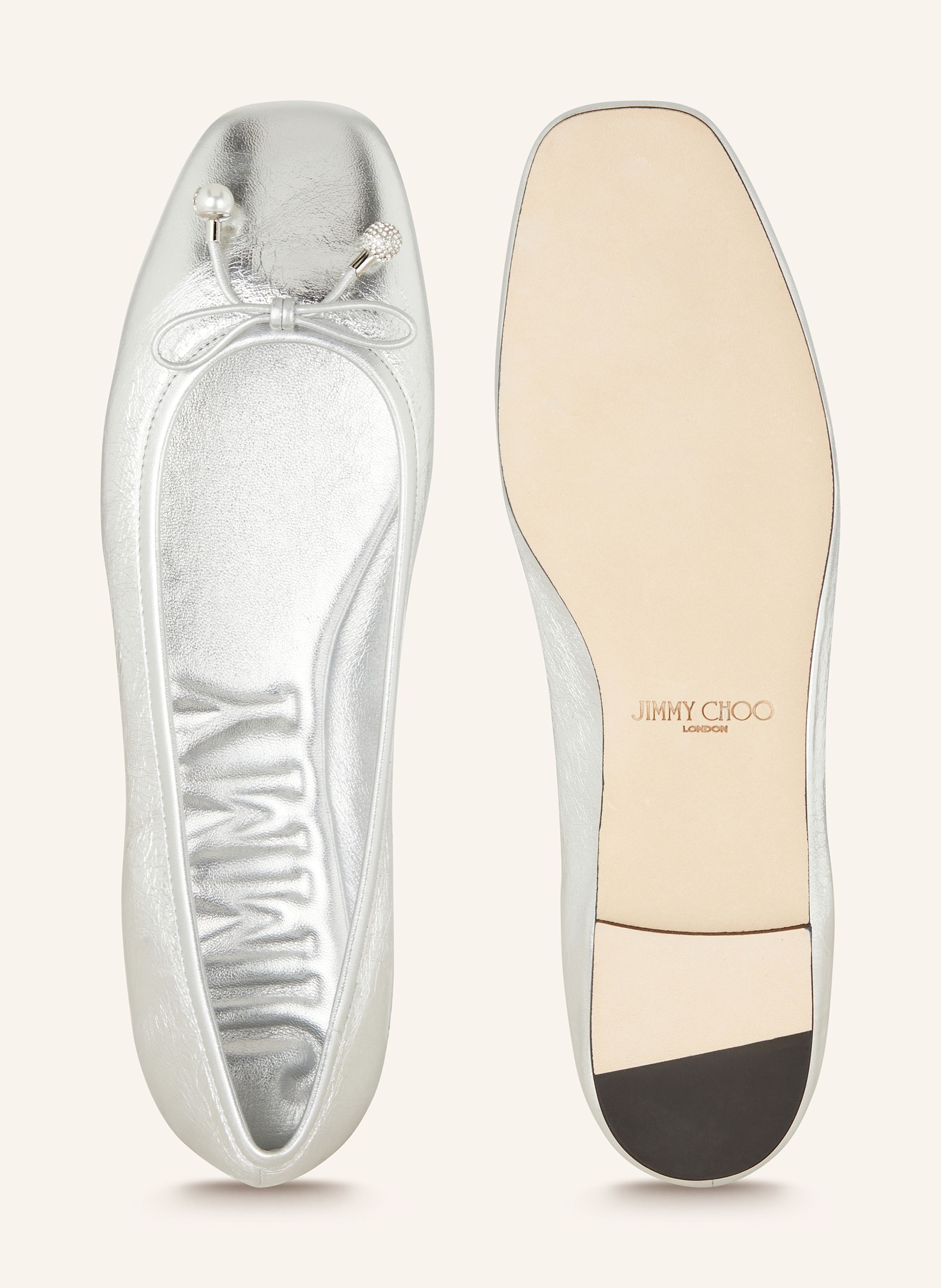 Thumbnail - Jimmy Choo Ballerinas Elme Mit Schmuckperlen silber