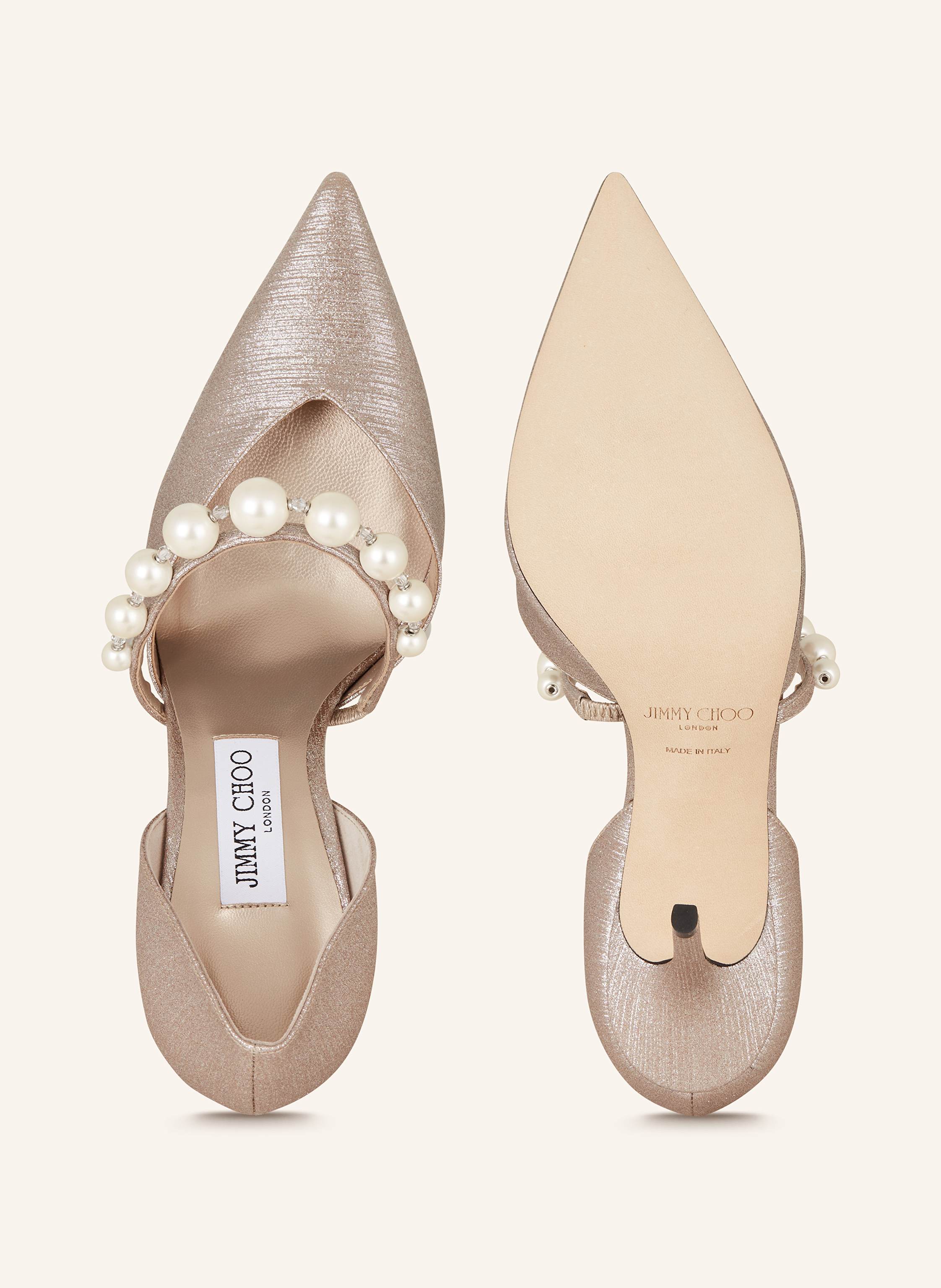 Thumbnail - Jimmy Choo Mary-Jane-Pumps Aurelie 85 Mit Schmuckperlen rosegold