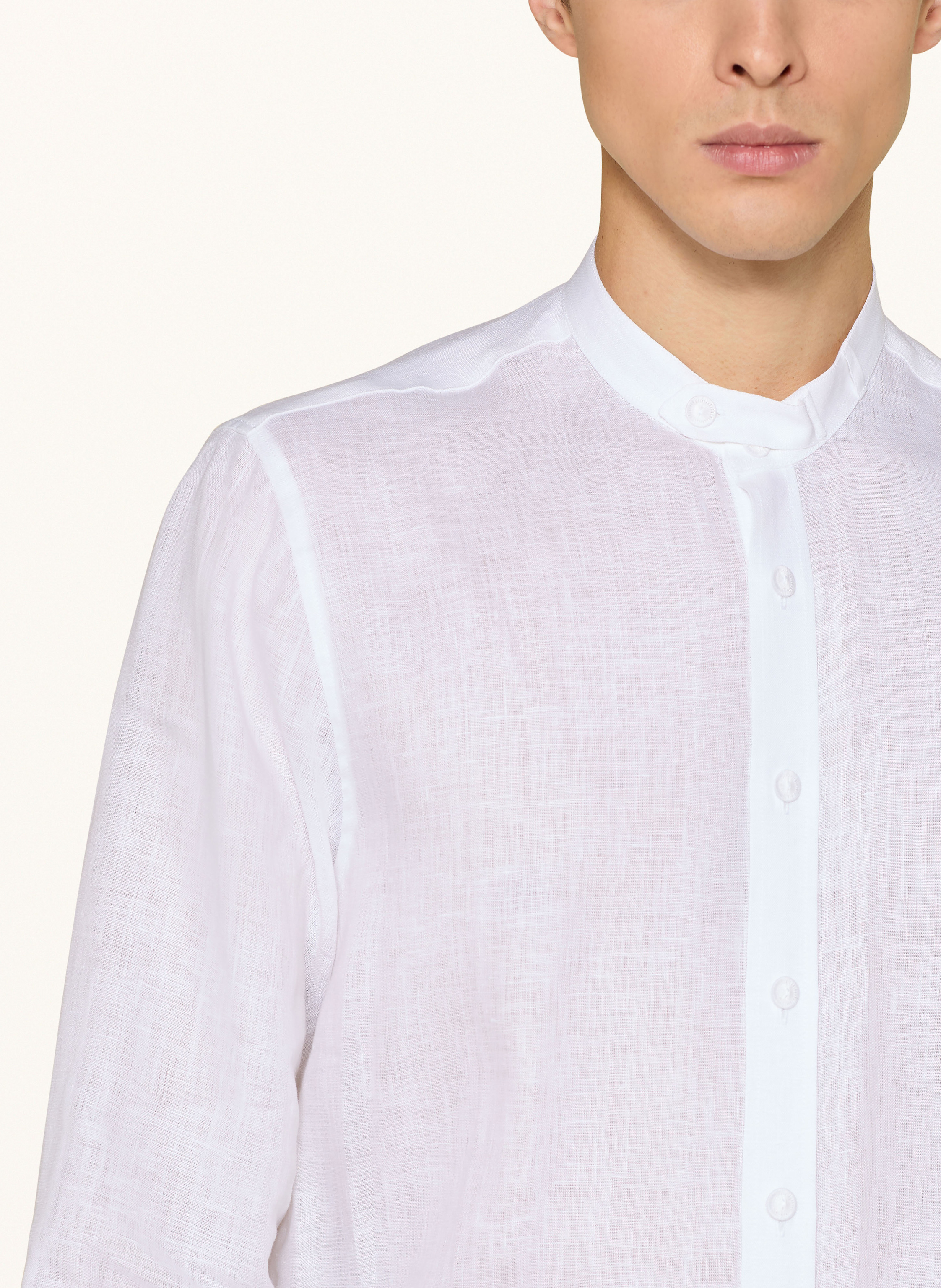 Thumbnail - Johann & Johanna Trachtenhemd Steffen Tailored Fit Aus Leinen weiss