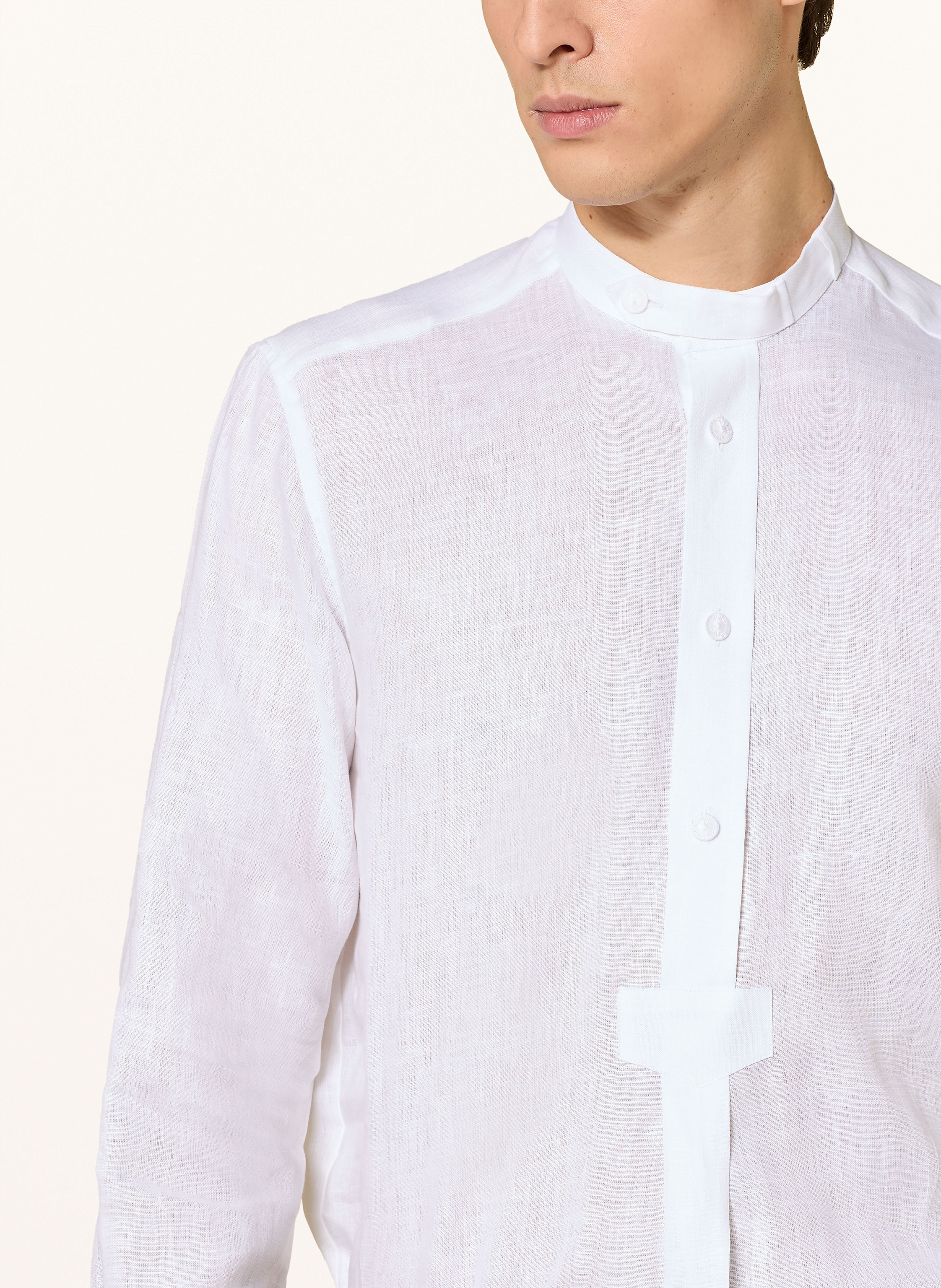 Thumbnail - Johann & Johanna Trachtenhemd Adam Comfort Fit Aus Leinen weiss