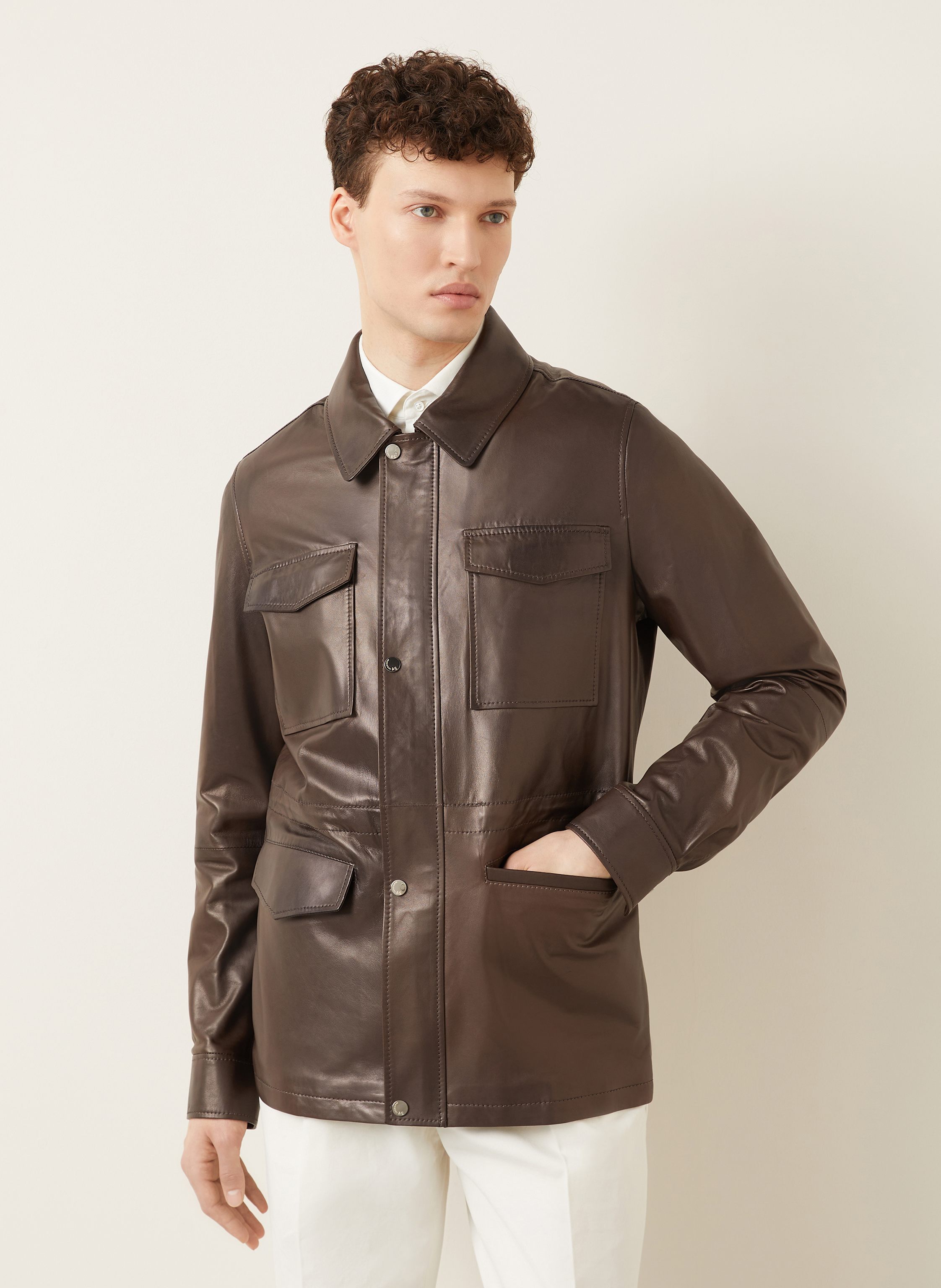 Thumbnail - Manzoni 24 Fieldjacket Aus Leder braun