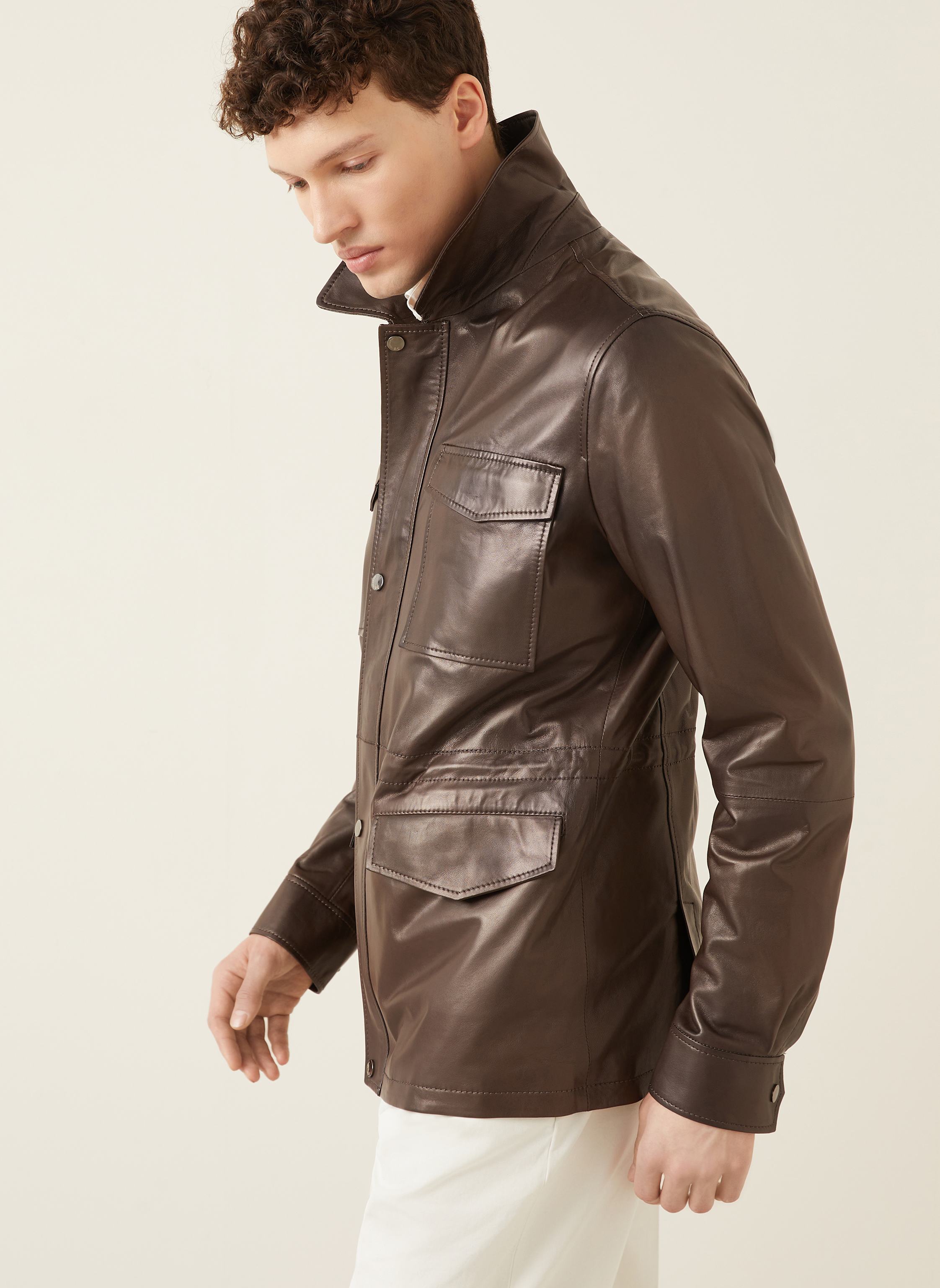 Thumbnail - Manzoni 24 Fieldjacket Aus Leder braun