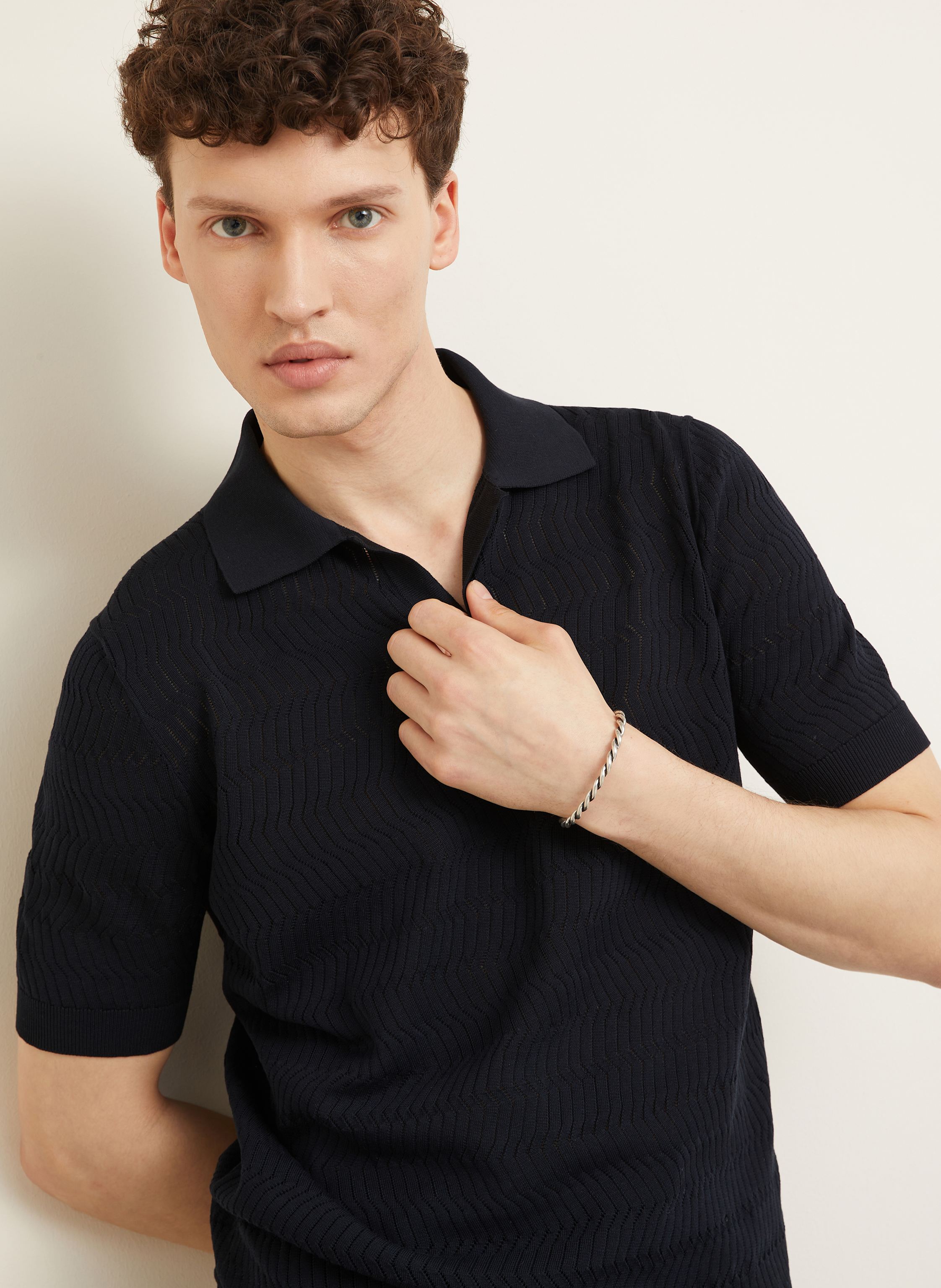 Thumbnail - Agnona Strick-Poloshirt Mit Seide blau