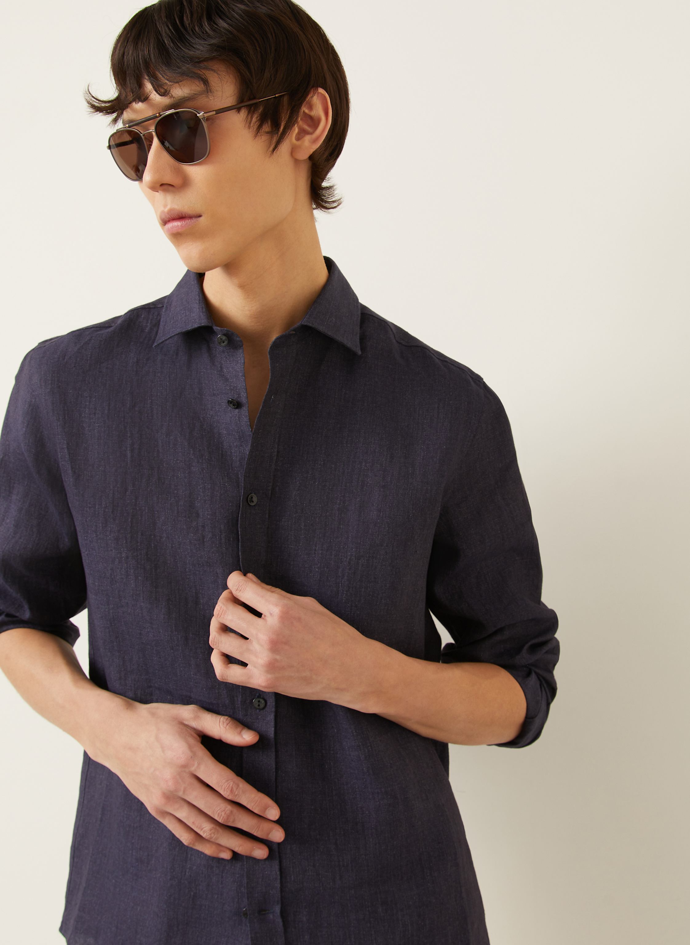 Thumbnail - Agnona Leinenhemd Regular Fit blau