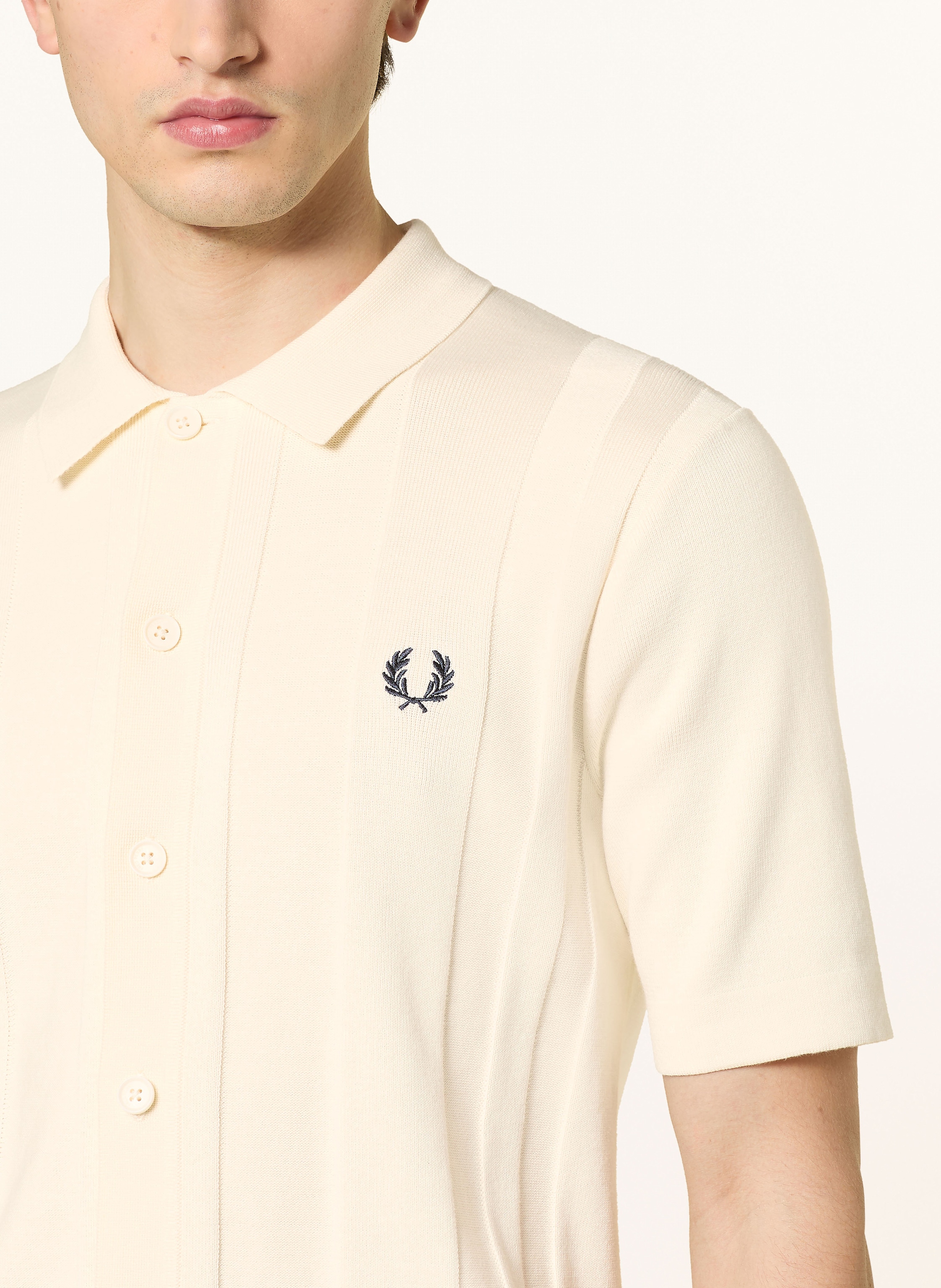 Thumbnail - Fred Perry Strickhemd Regular Fit weiss