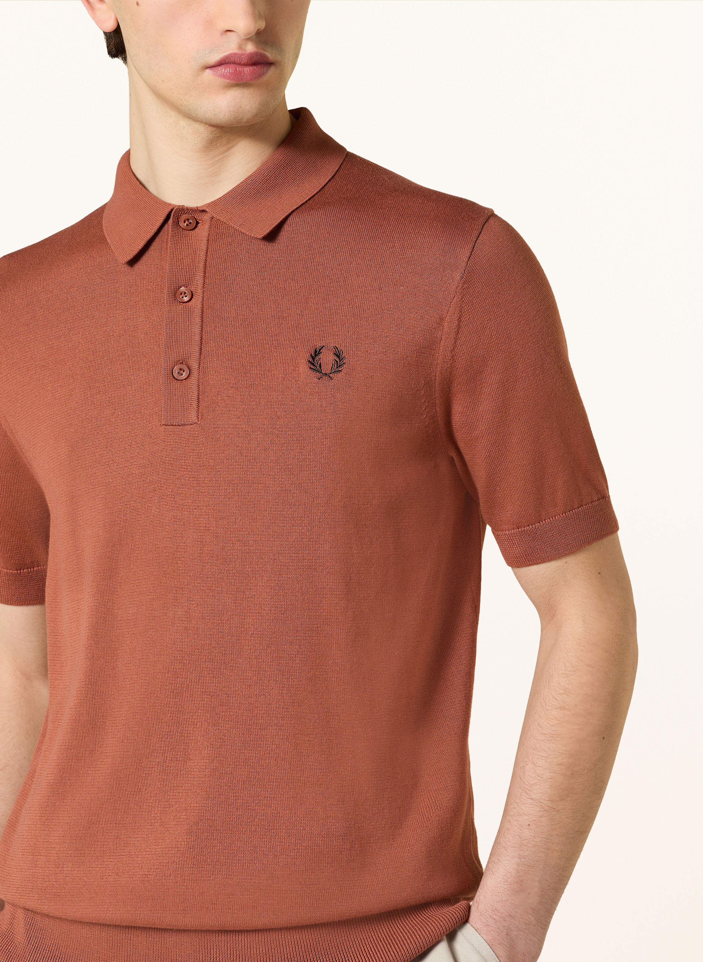 Thumbnail - Fred Perry Strick-Poloshirt braun