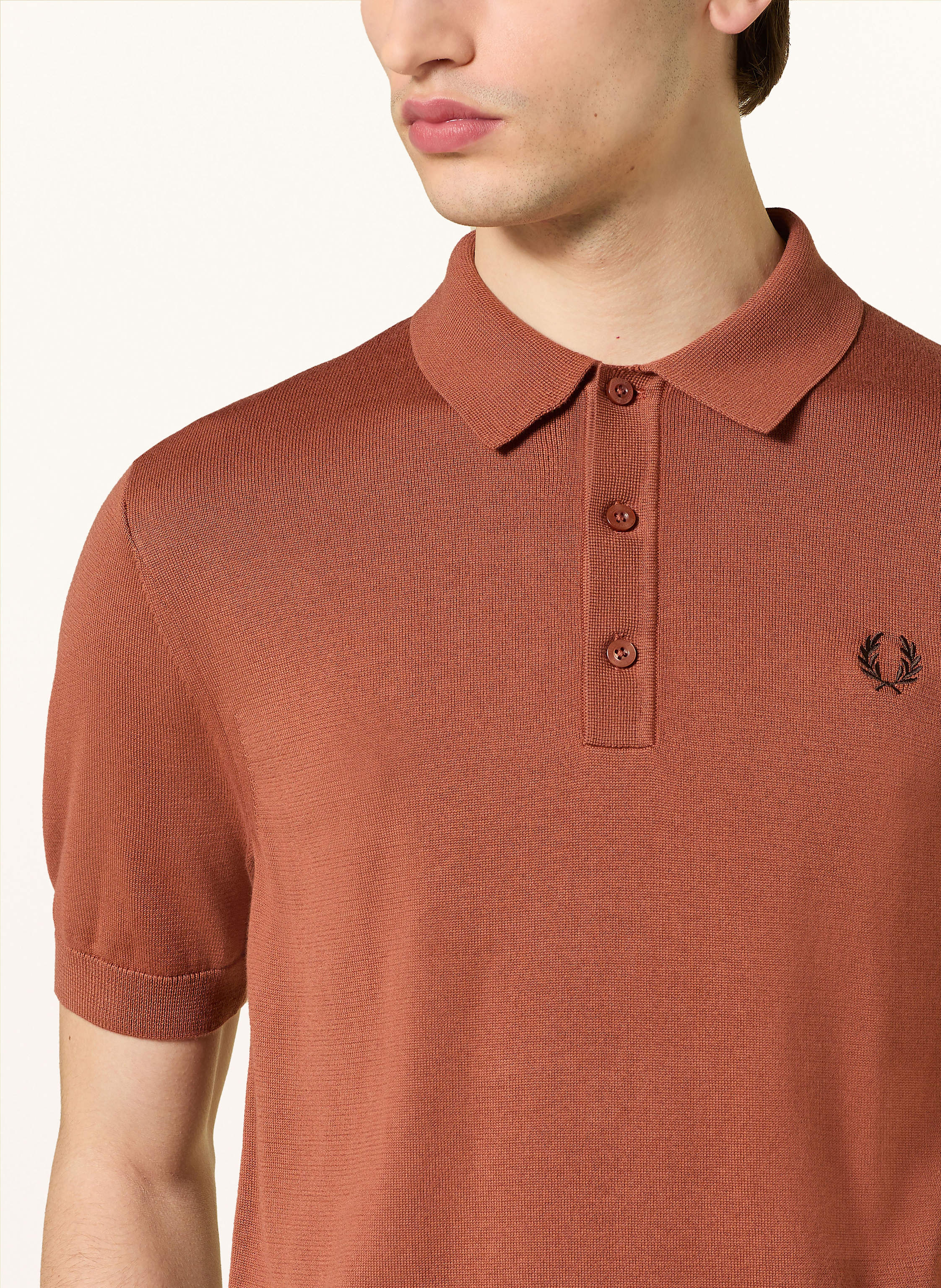Thumbnail - Fred Perry Strick-Poloshirt braun
