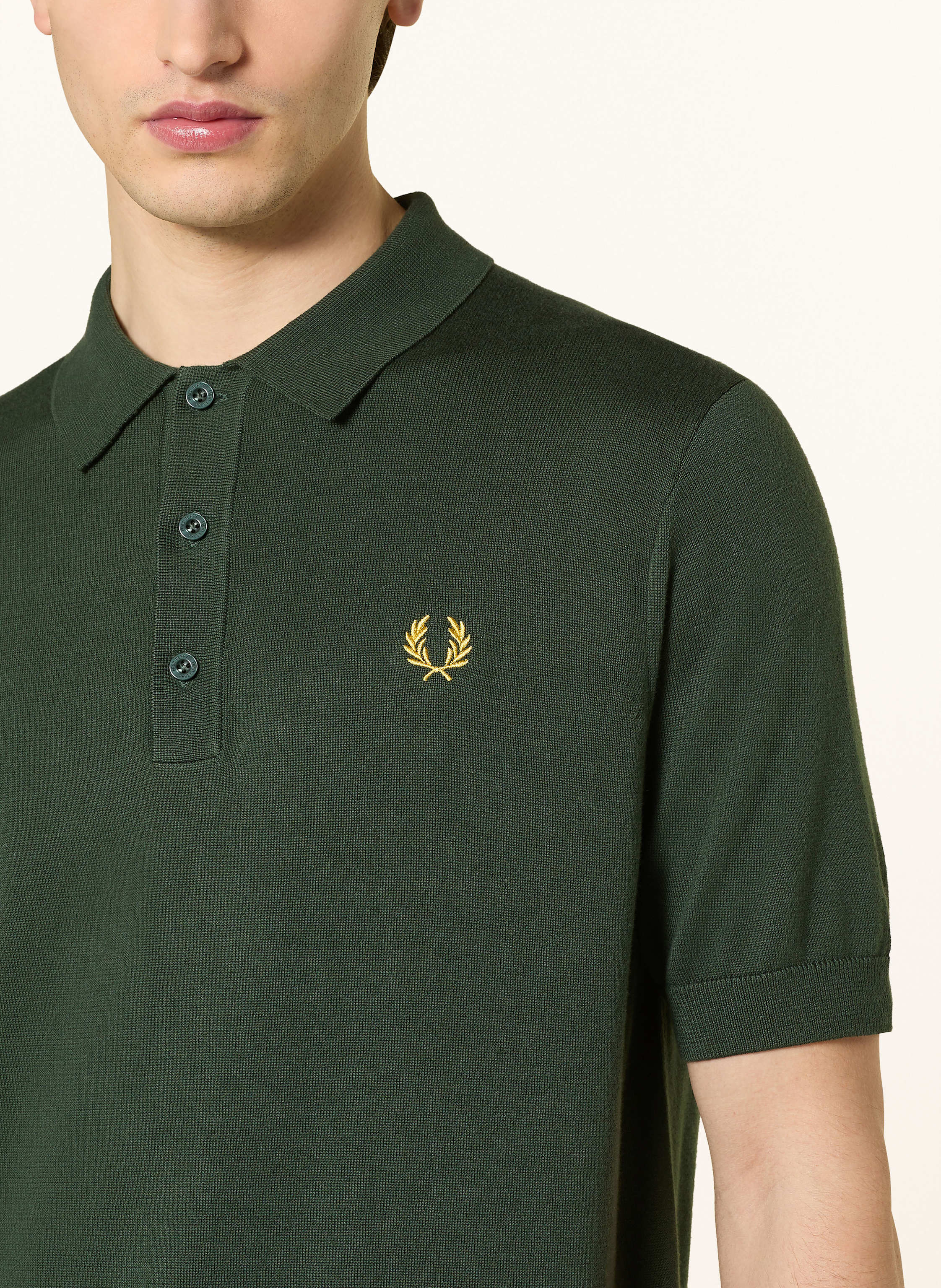 Thumbnail - Fred Perry Strick-Poloshirt gruen