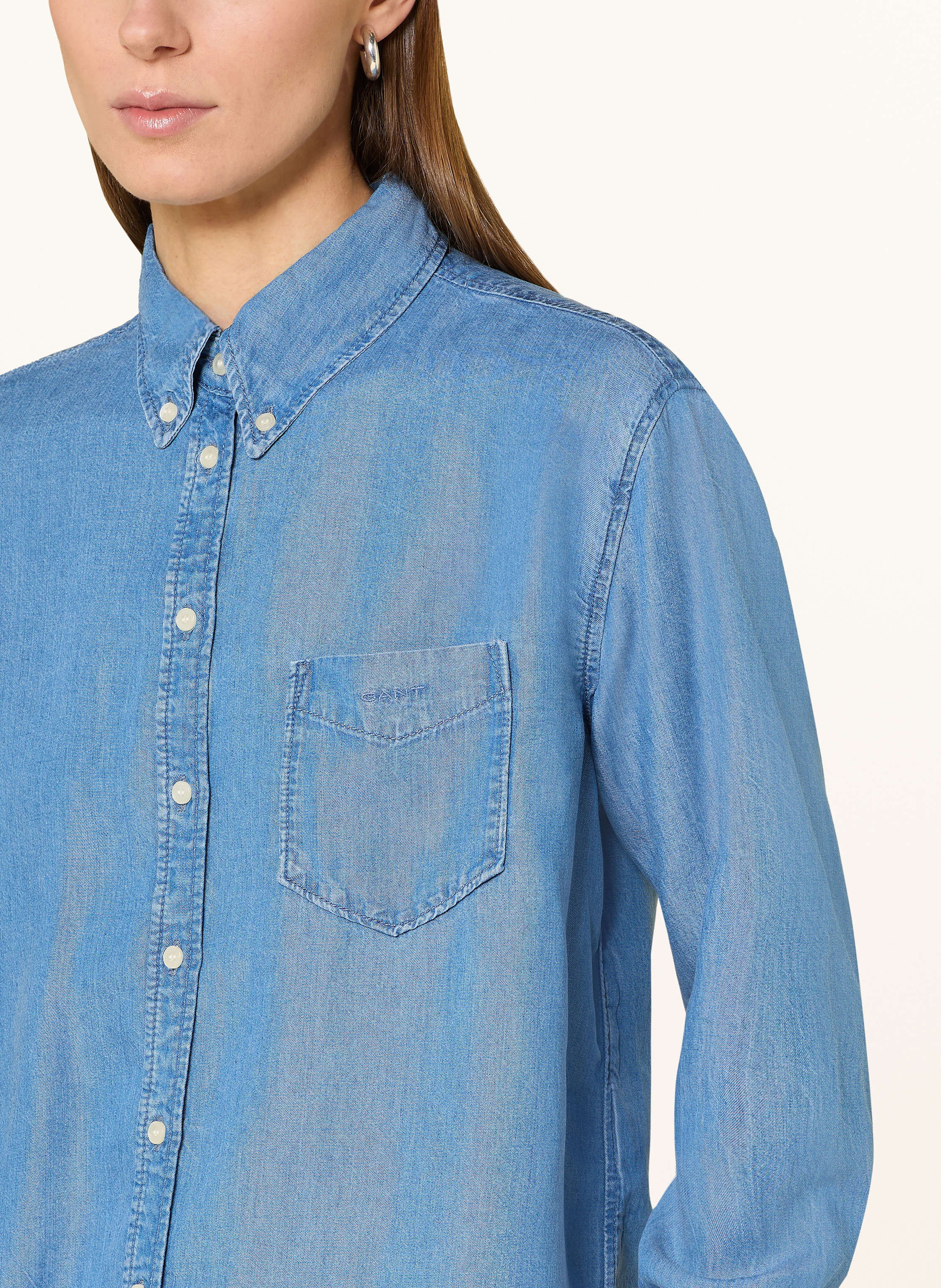 Thumbnail - Gant Hemdbluse In Jeansoptik blau