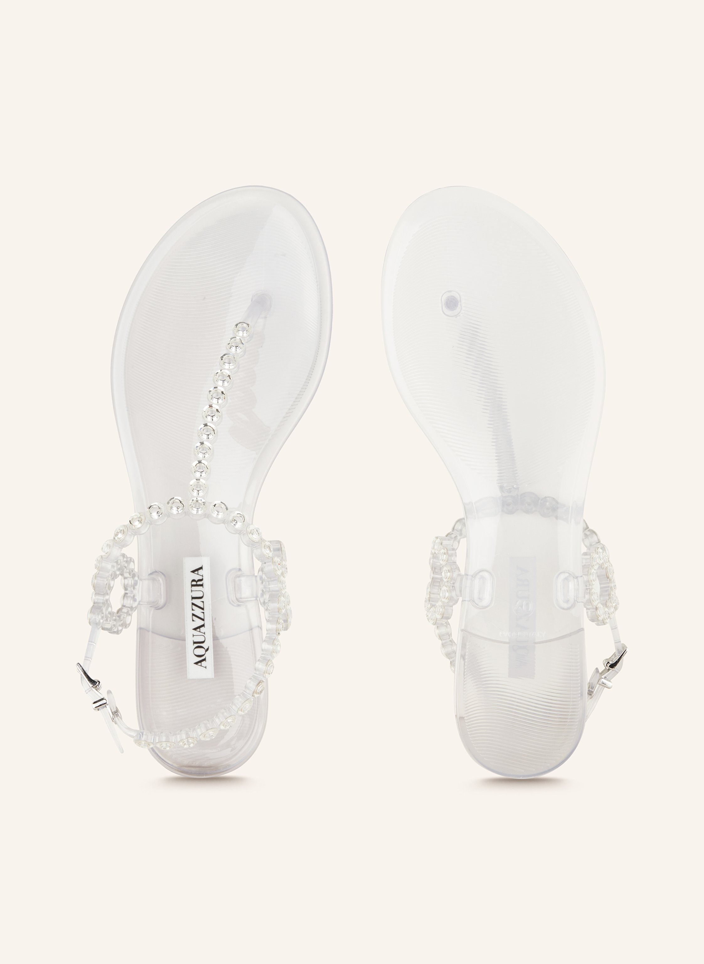Thumbnail - Aquazzura Zehentrenner Almost Bare Crystal Jelly Mit Schmucksteinen weiss