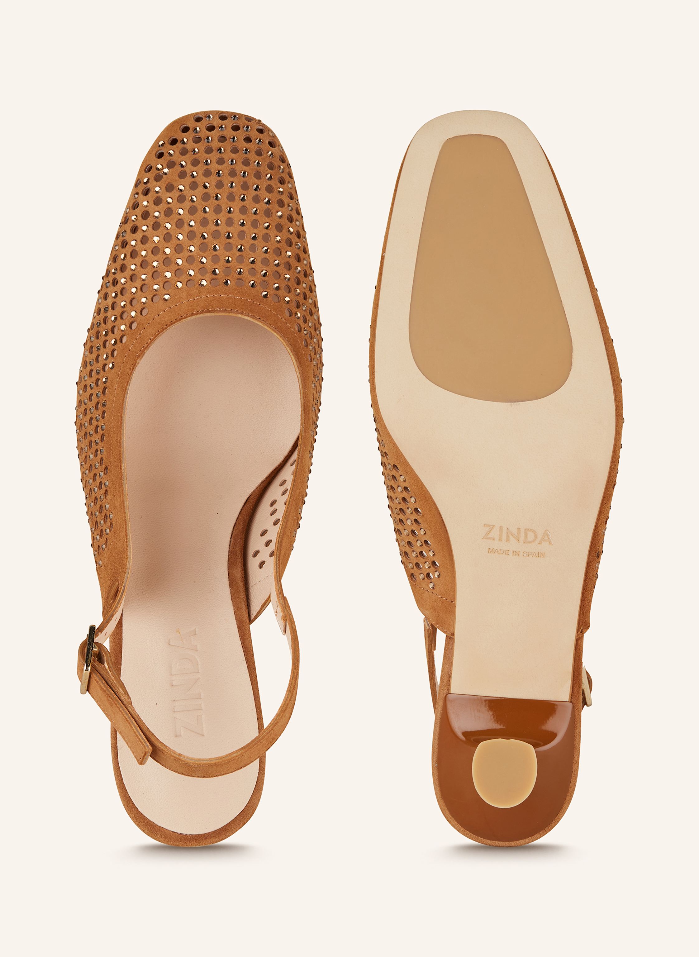 Thumbnail - Zinda Slingpumps Maruca Mit Schmucksteinen braun