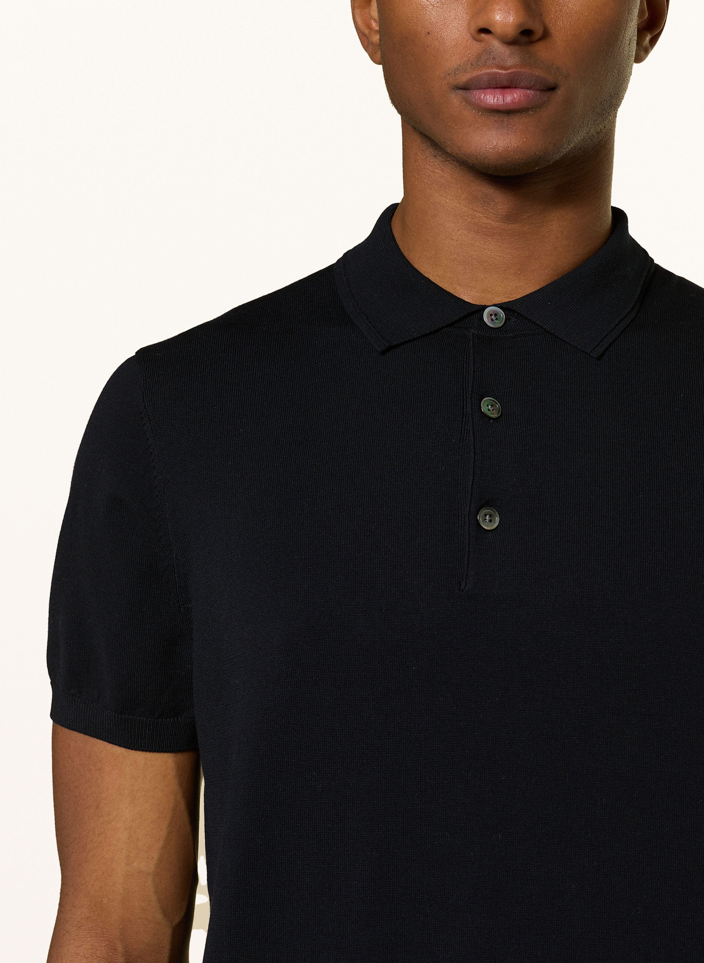 Thumbnail - Profuomo Strick-Poloshirt blau