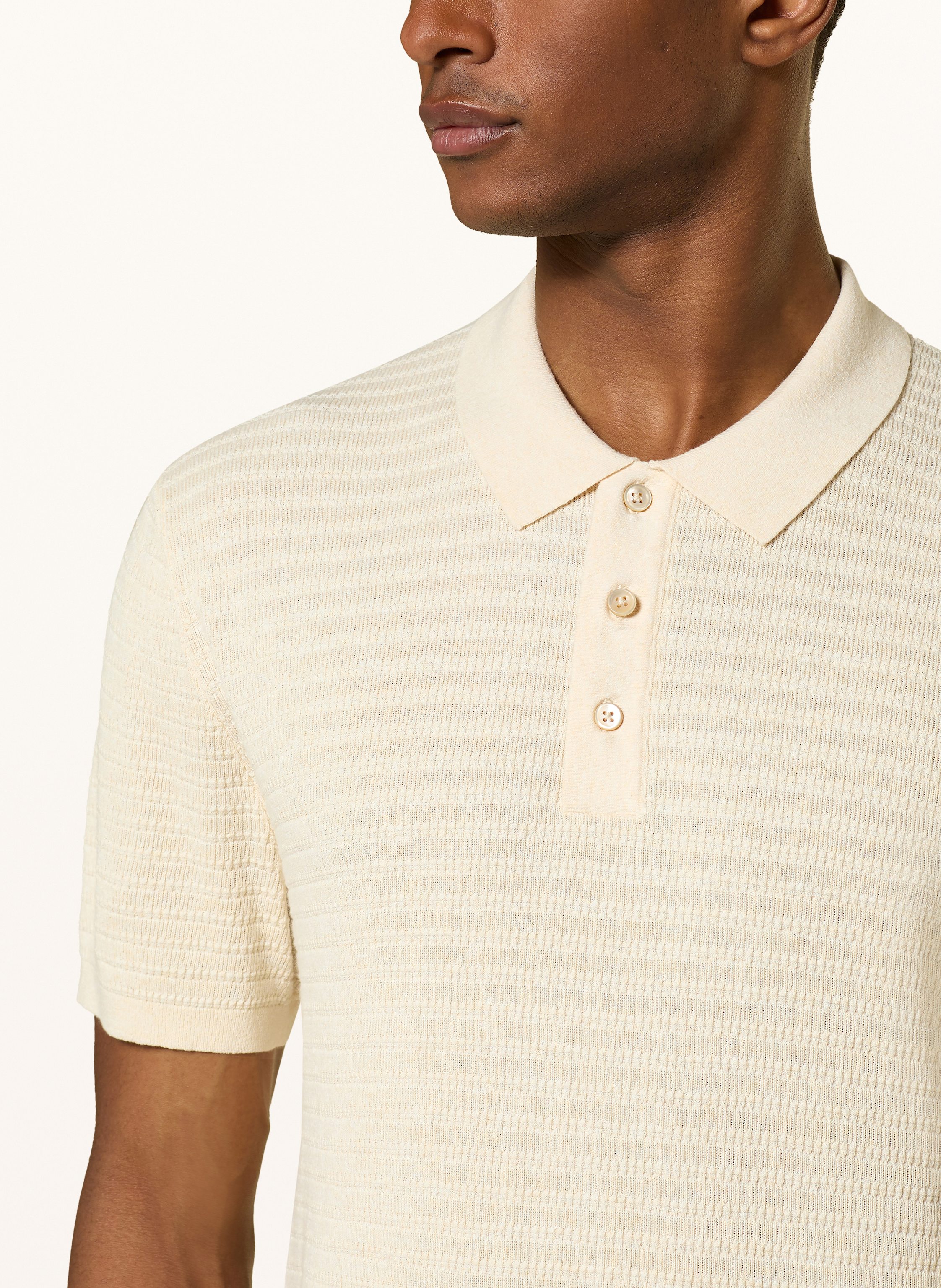 Thumbnail - Olymp Signature Strick-Poloshirt beige