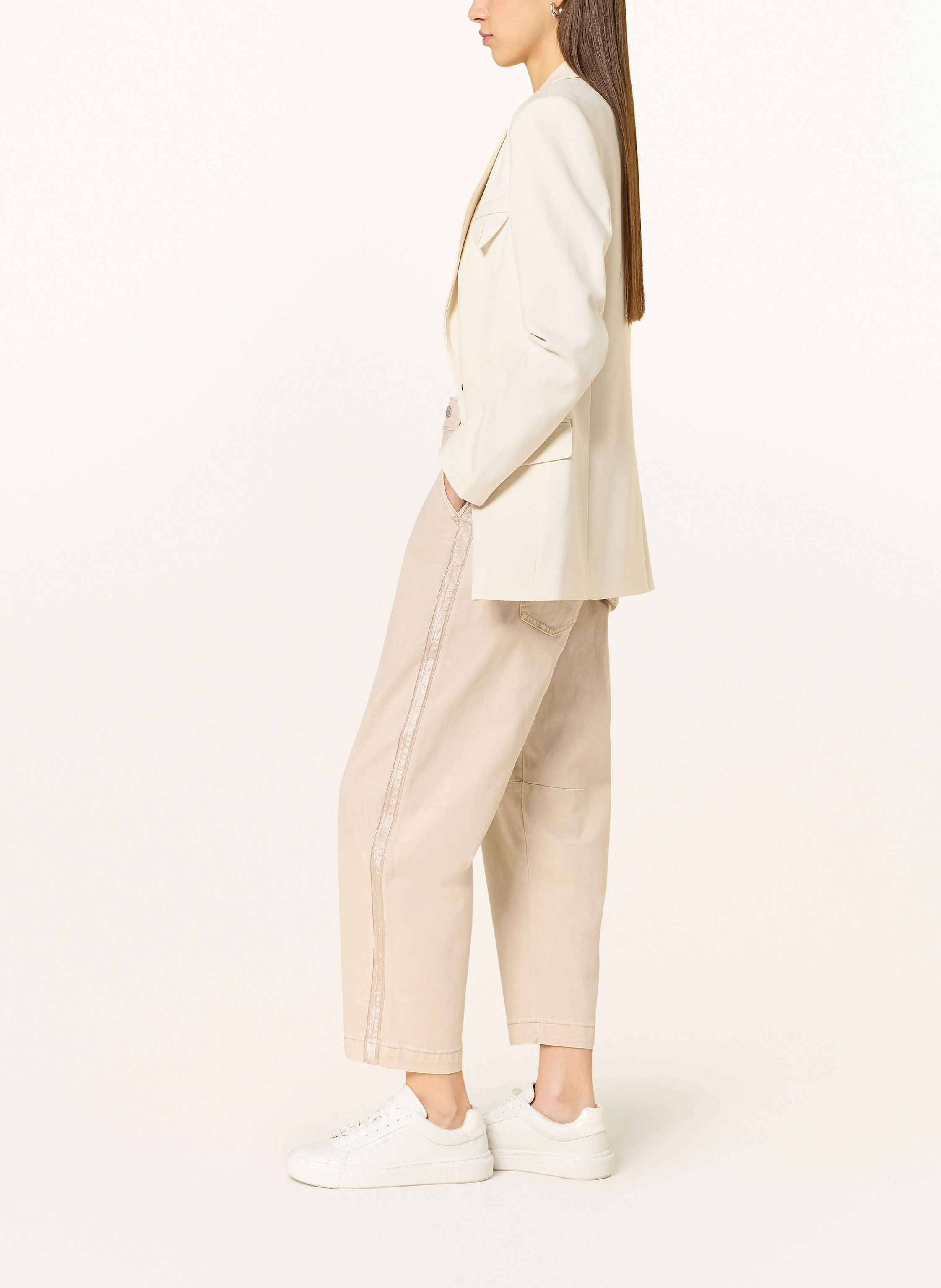 Thumbnail - Buena Vista 7/8-Jeans Barrel Mit Galonstreifen beige