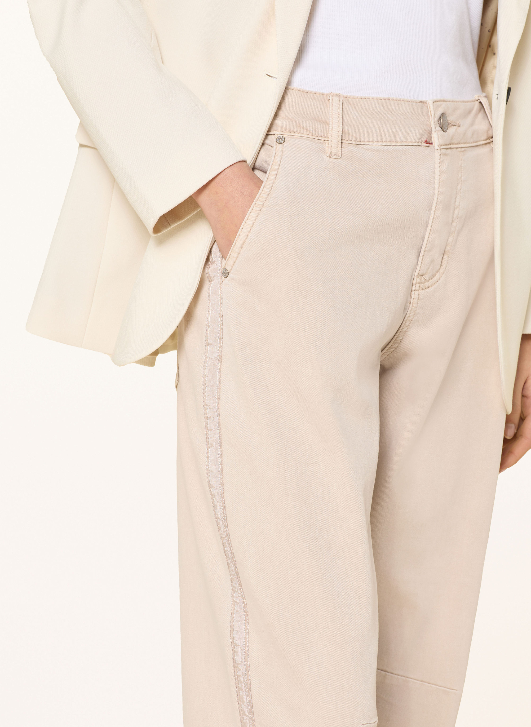 Thumbnail - Buena Vista 7/8-Jeans Barrel Mit Galonstreifen beige