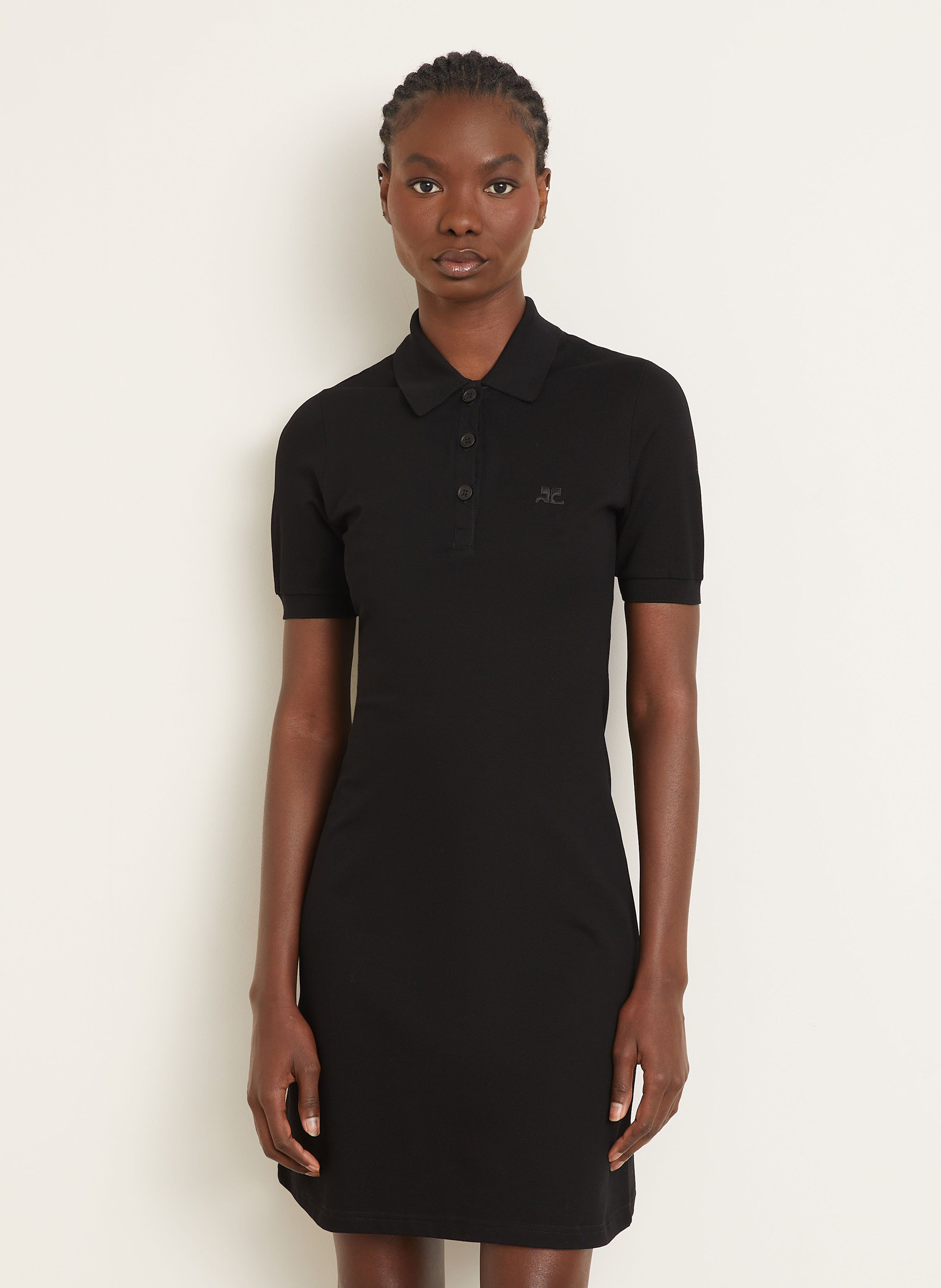 Thumbnail - Courrèges Piqué-Polokleid schwarz