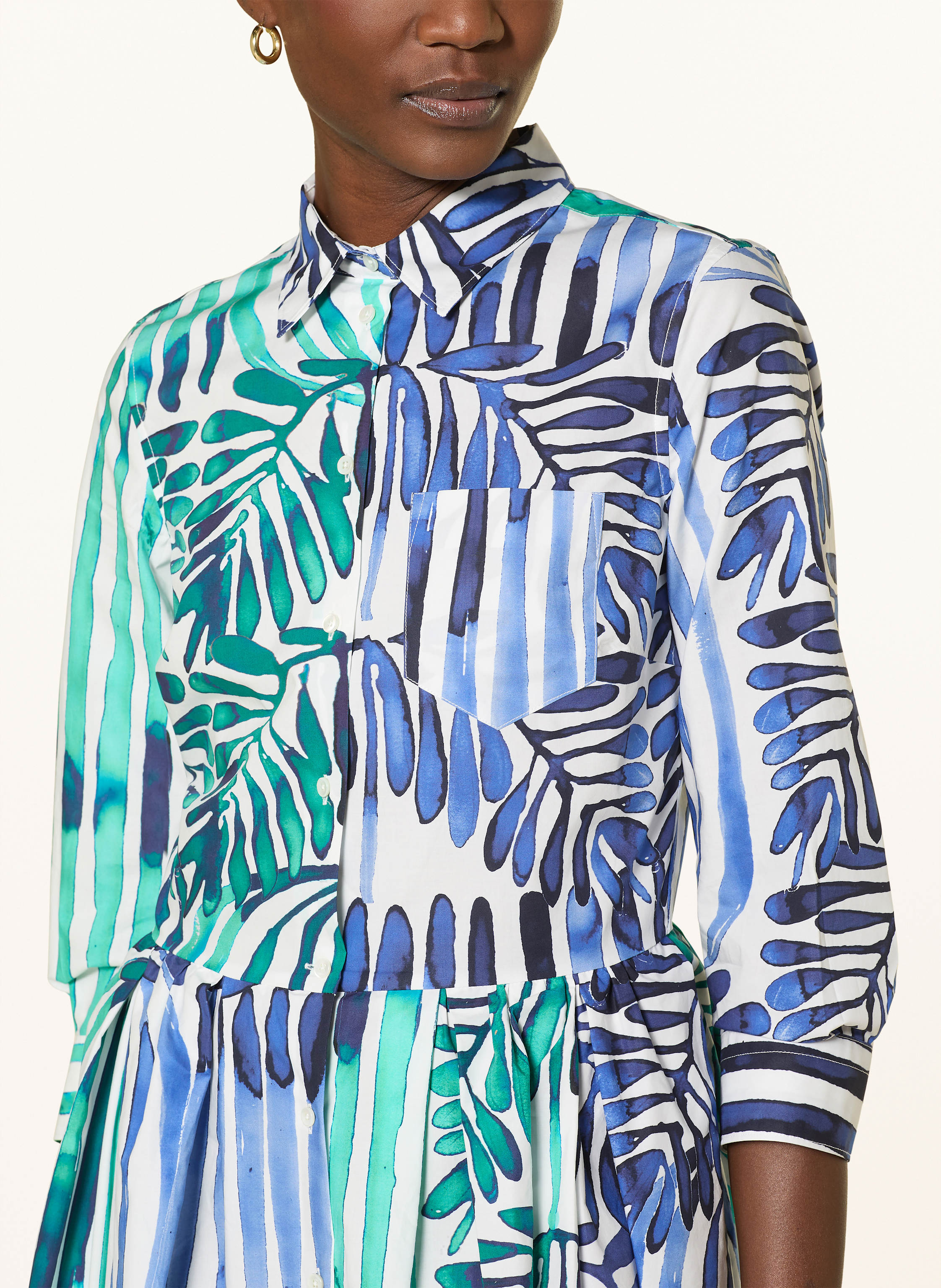 Thumbnail - Sara Roka Hemdblusenkleid Nidina Mit 3/4-Arm blau