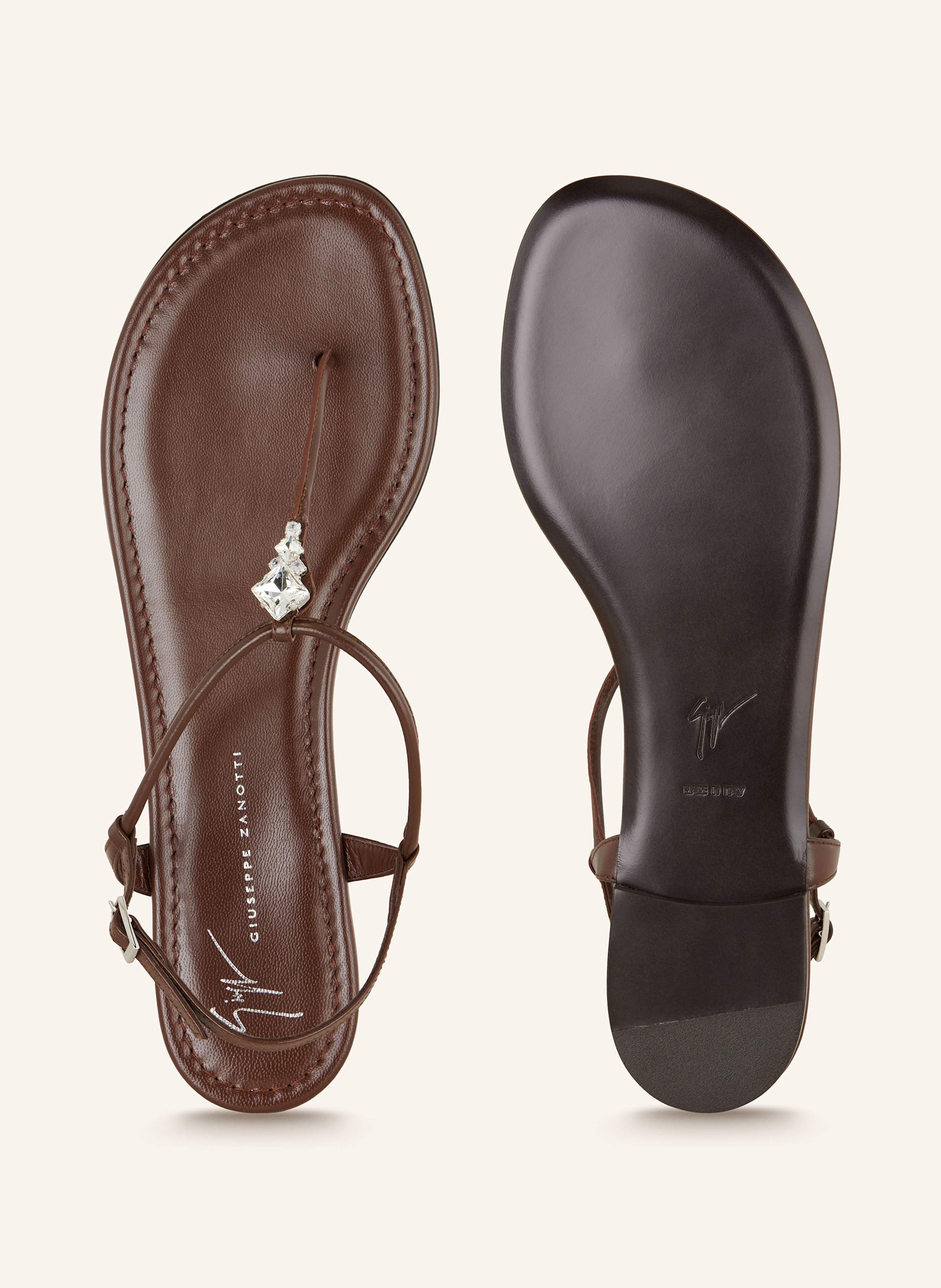Thumbnail - Giuseppe Zanotti Design Zehentrenner Mit Schmucksteinen braun