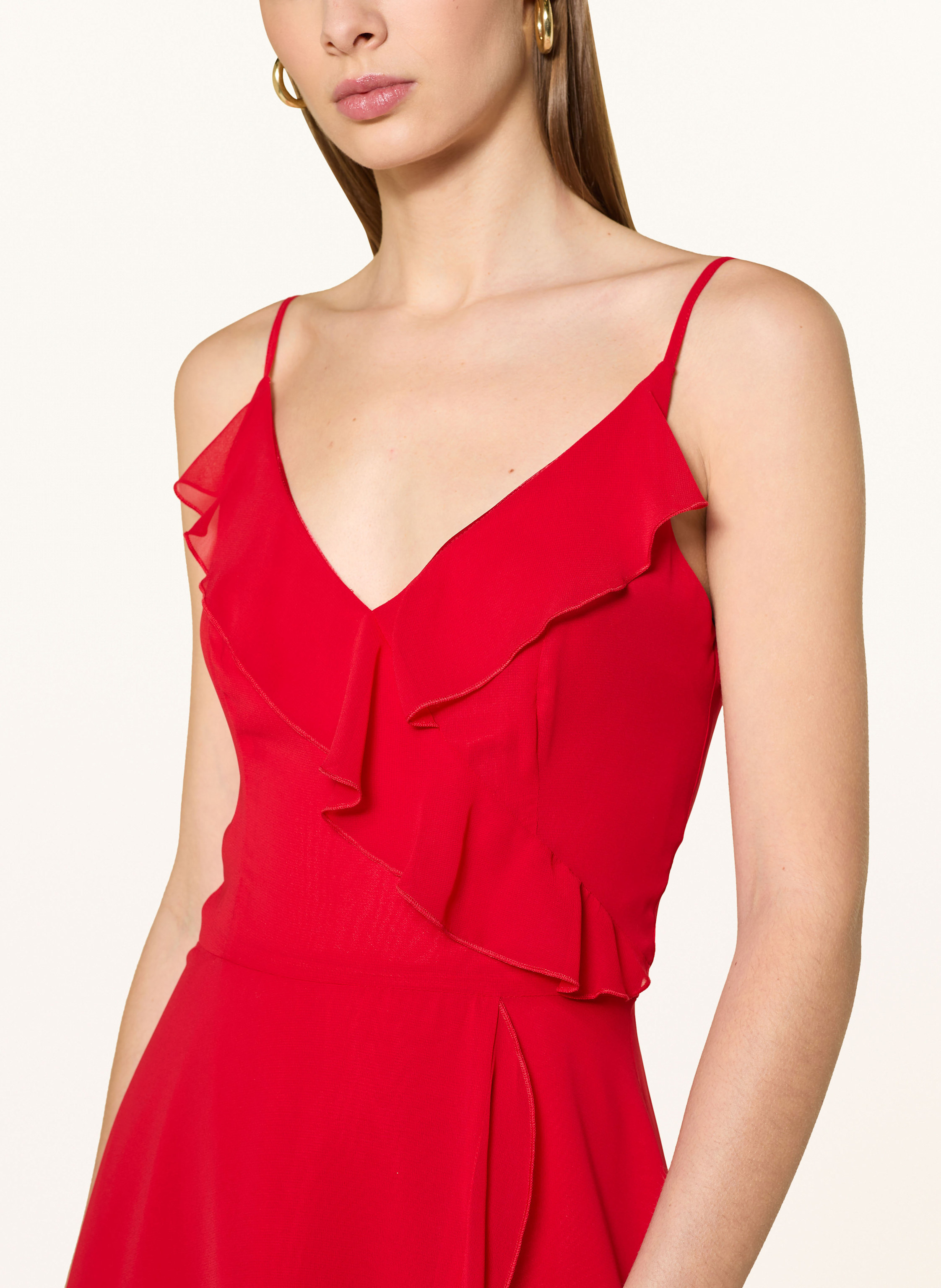 Thumbnail - Swing Cocktailkleid Mit Volants rot