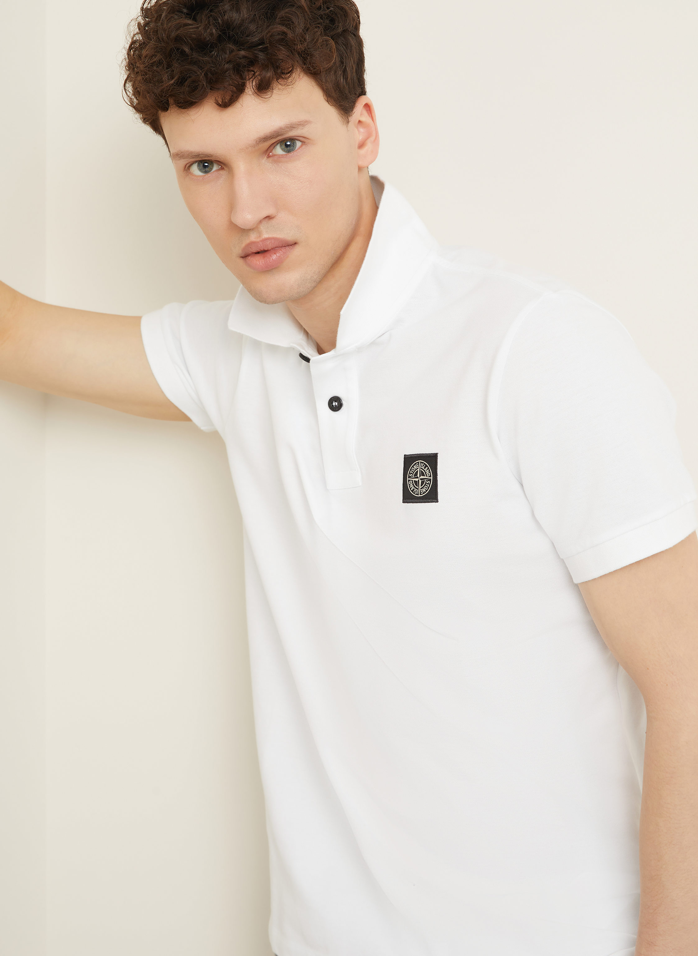 Thumbnail - Stone Island Piqué-Poloshirt Slim Fit weiss