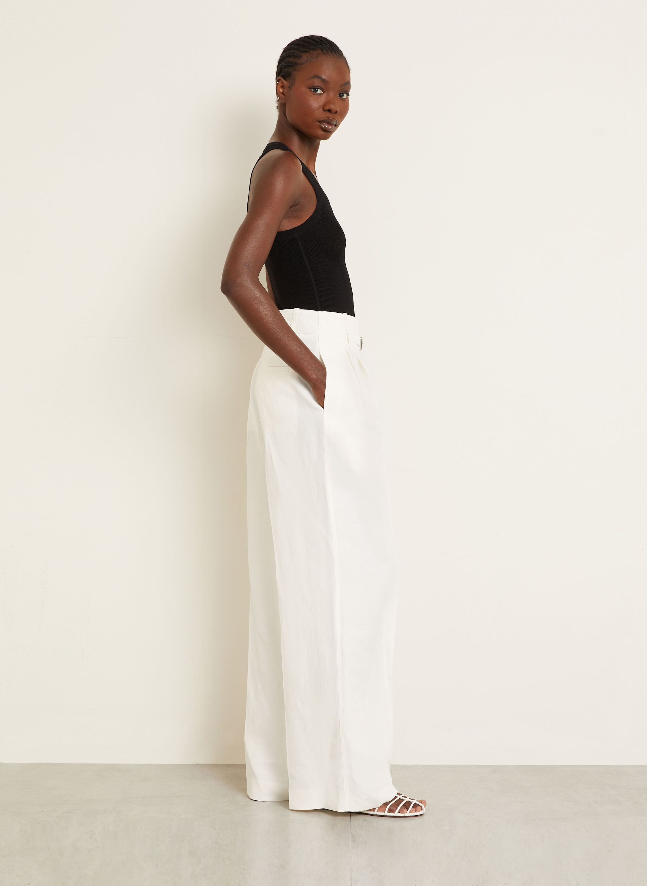 Thumbnail - Proenza Schouler Marlenehose Jules Mit Leinen weiss