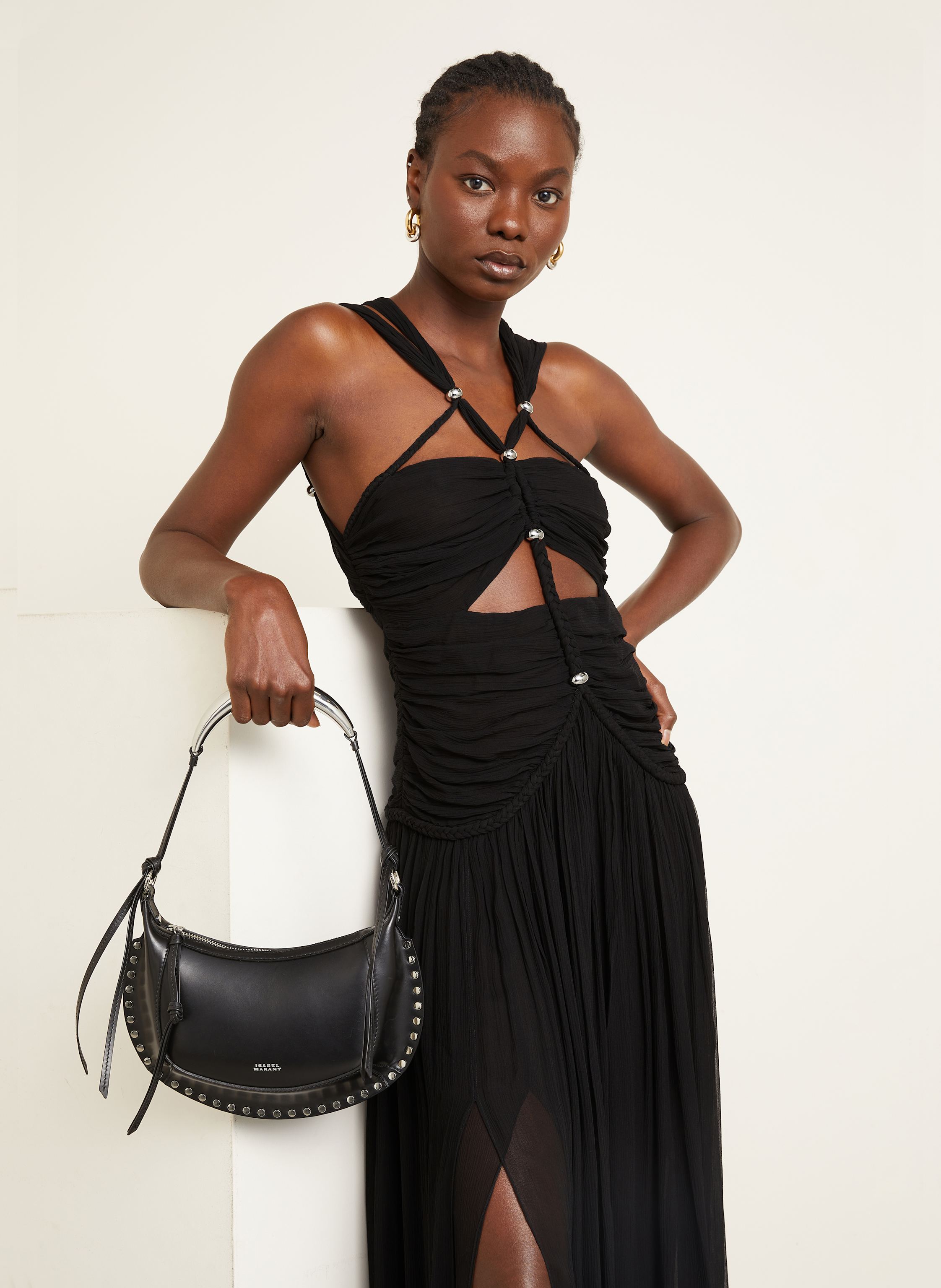 Thumbnail - Isabel Marant Seidenkleid Rafael Mit Cut-Outs schwarz