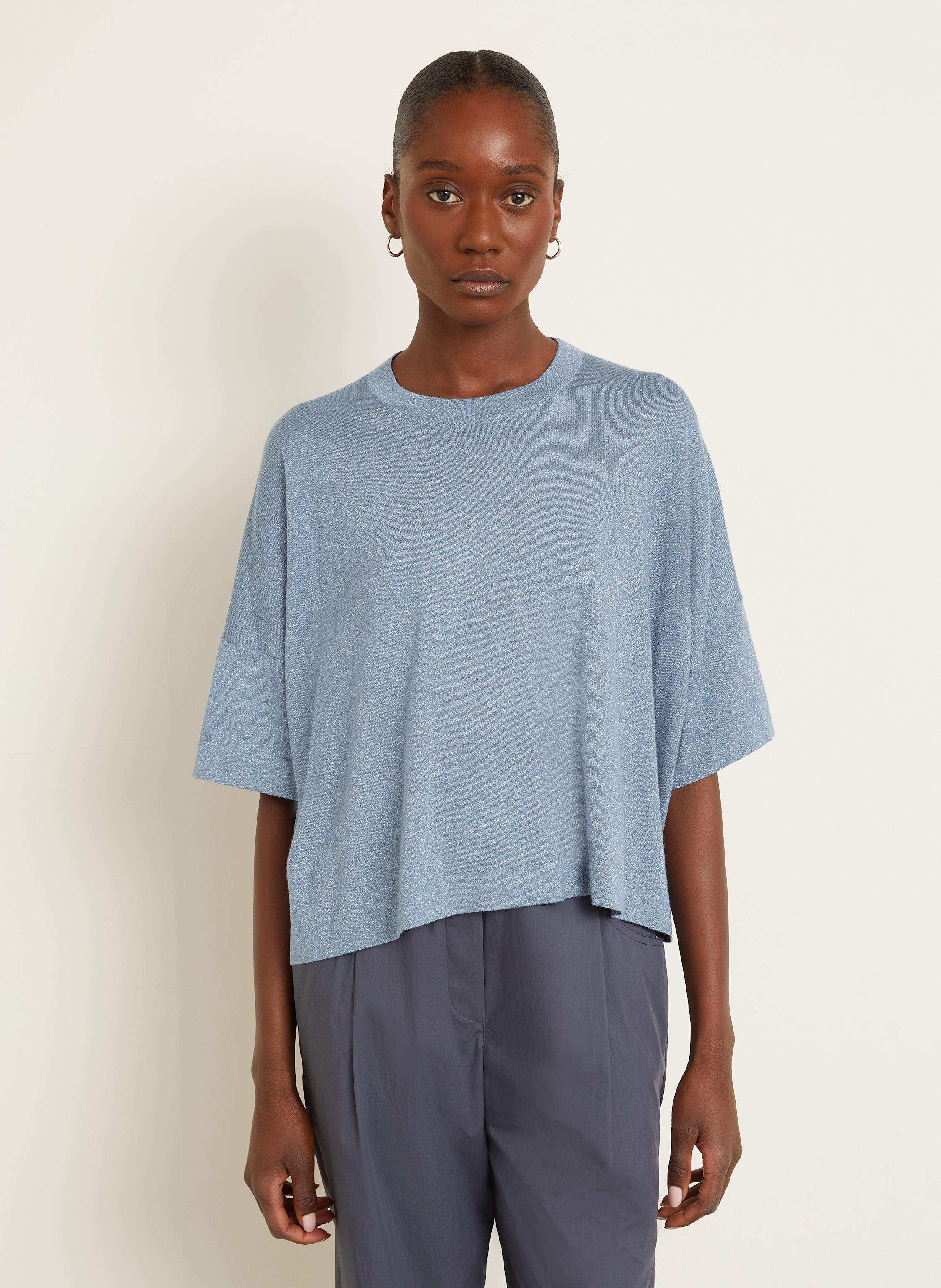 Thumbnail - Brunello Cucinelli Strickshirt Mit Cashmere Und Glitzergarn weiss
