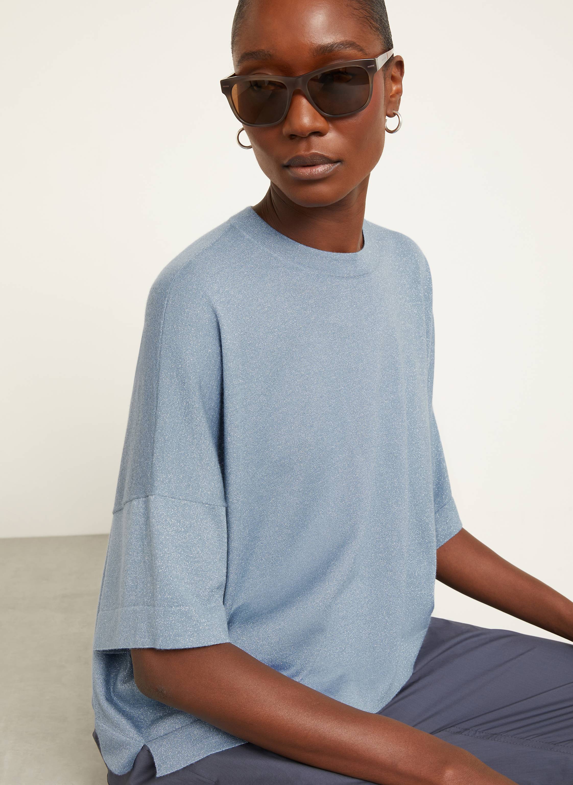 Thumbnail - Brunello Cucinelli Strickshirt Mit Cashmere Und Glitzergarn weiss
