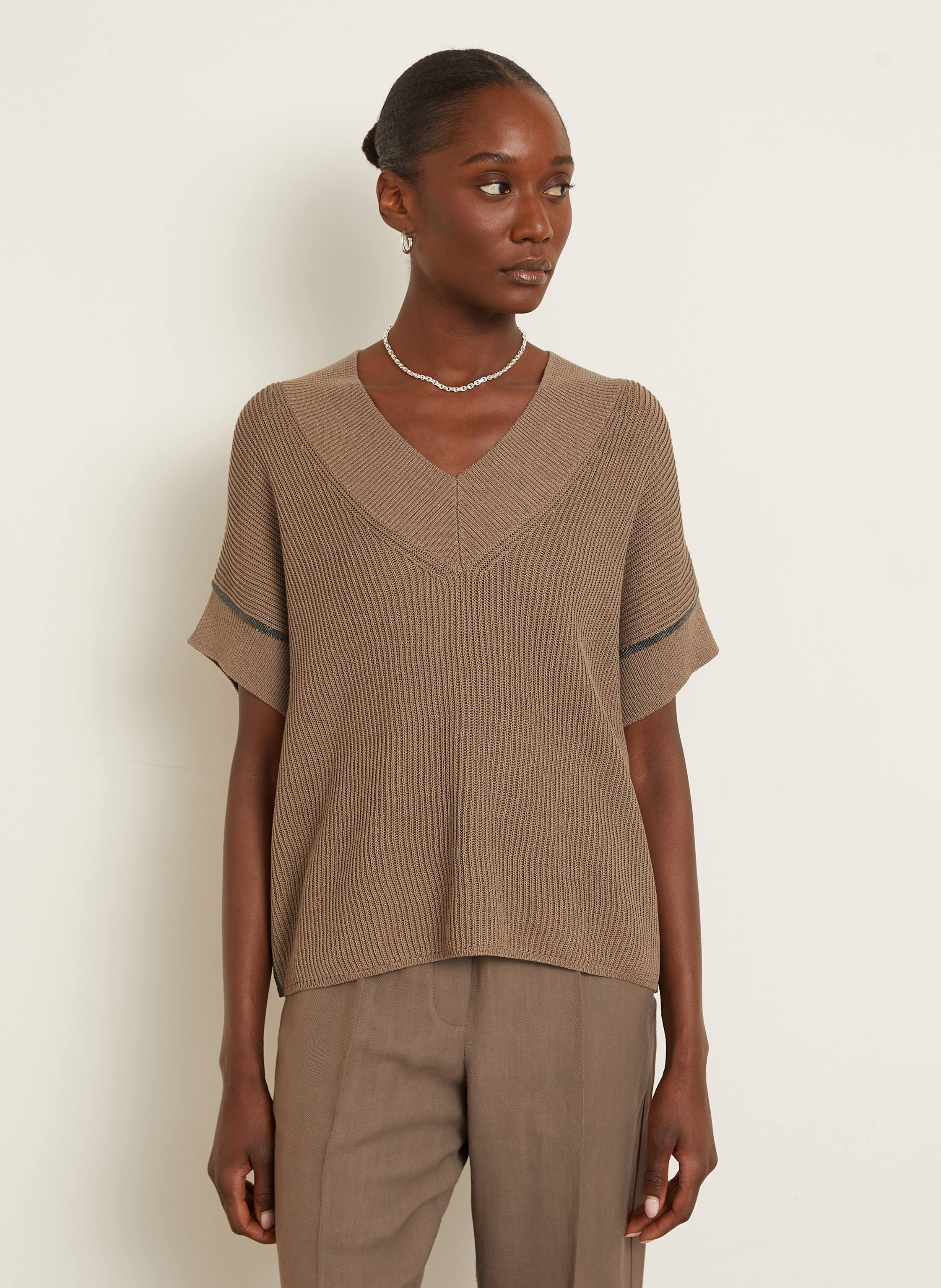 Thumbnail - Brunello Cucinelli Strickshirt Mit Schmucksteinen braun