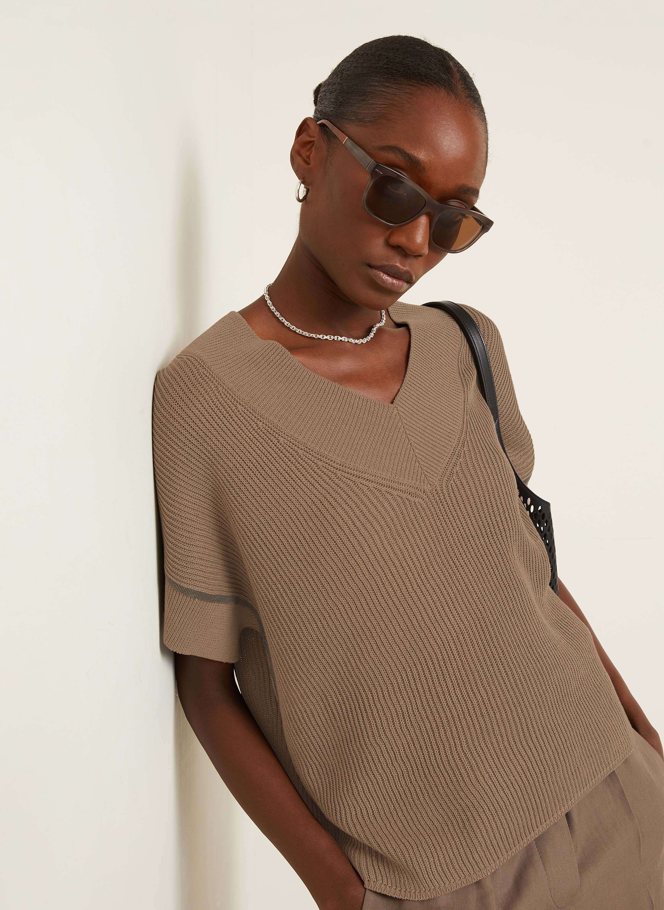 Thumbnail - Brunello Cucinelli Strickshirt Mit Schmucksteinen braun