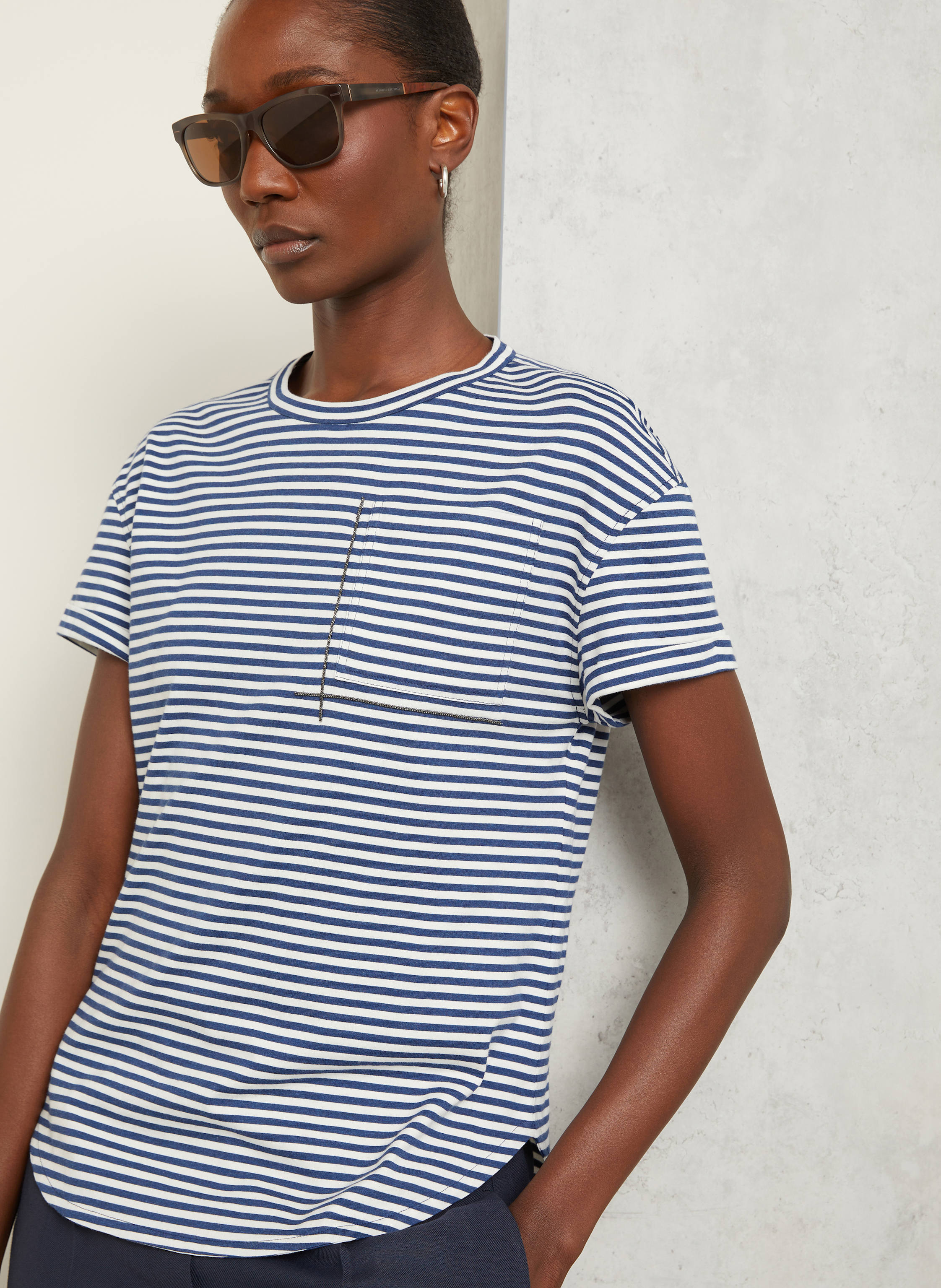 Thumbnail - Brunello Cucinelli T-Shirt Mit Schmucksteinen weiss