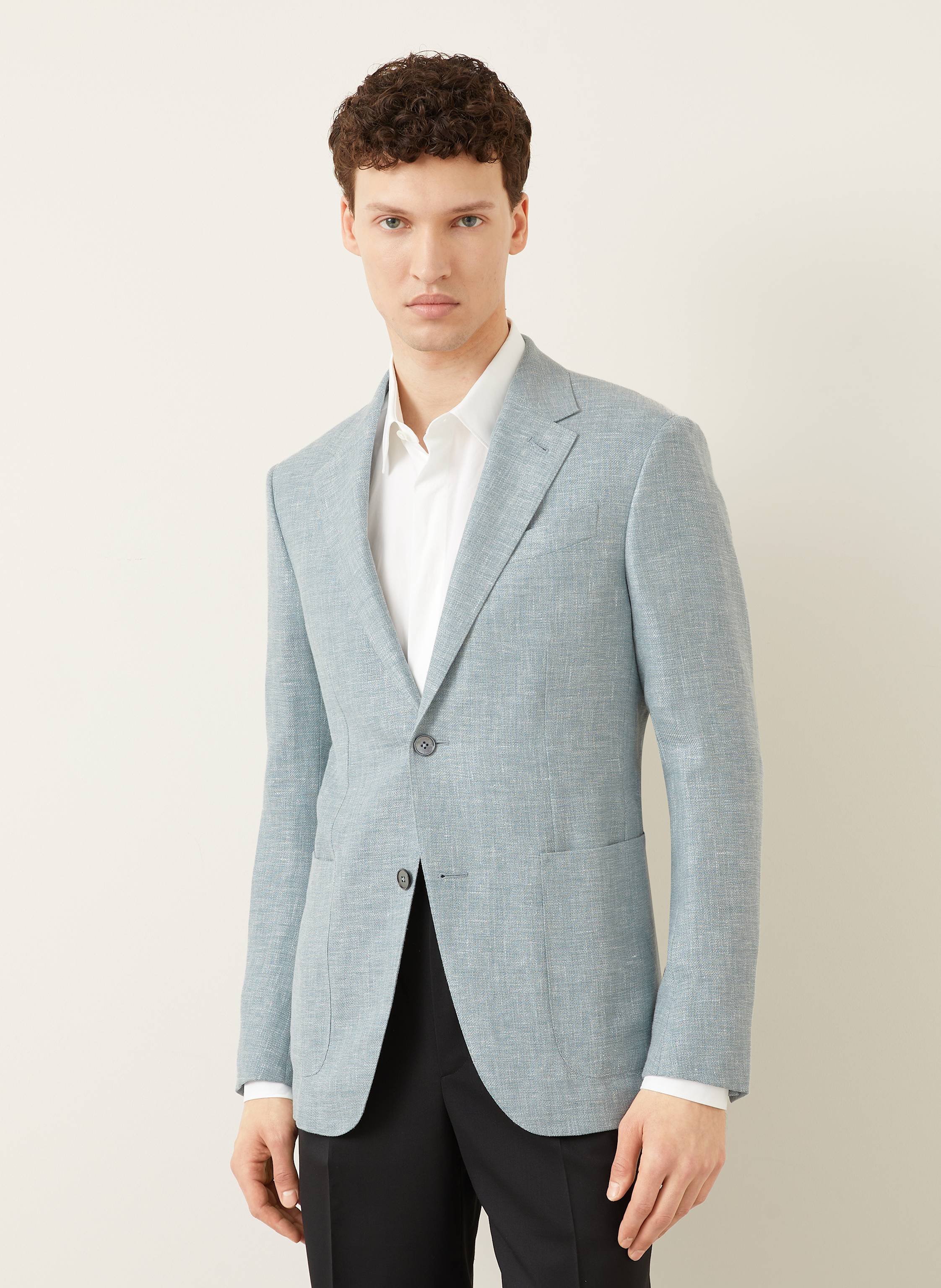 Thumbnail - Zegna Sakko Slim Fit Mit Leinen blau