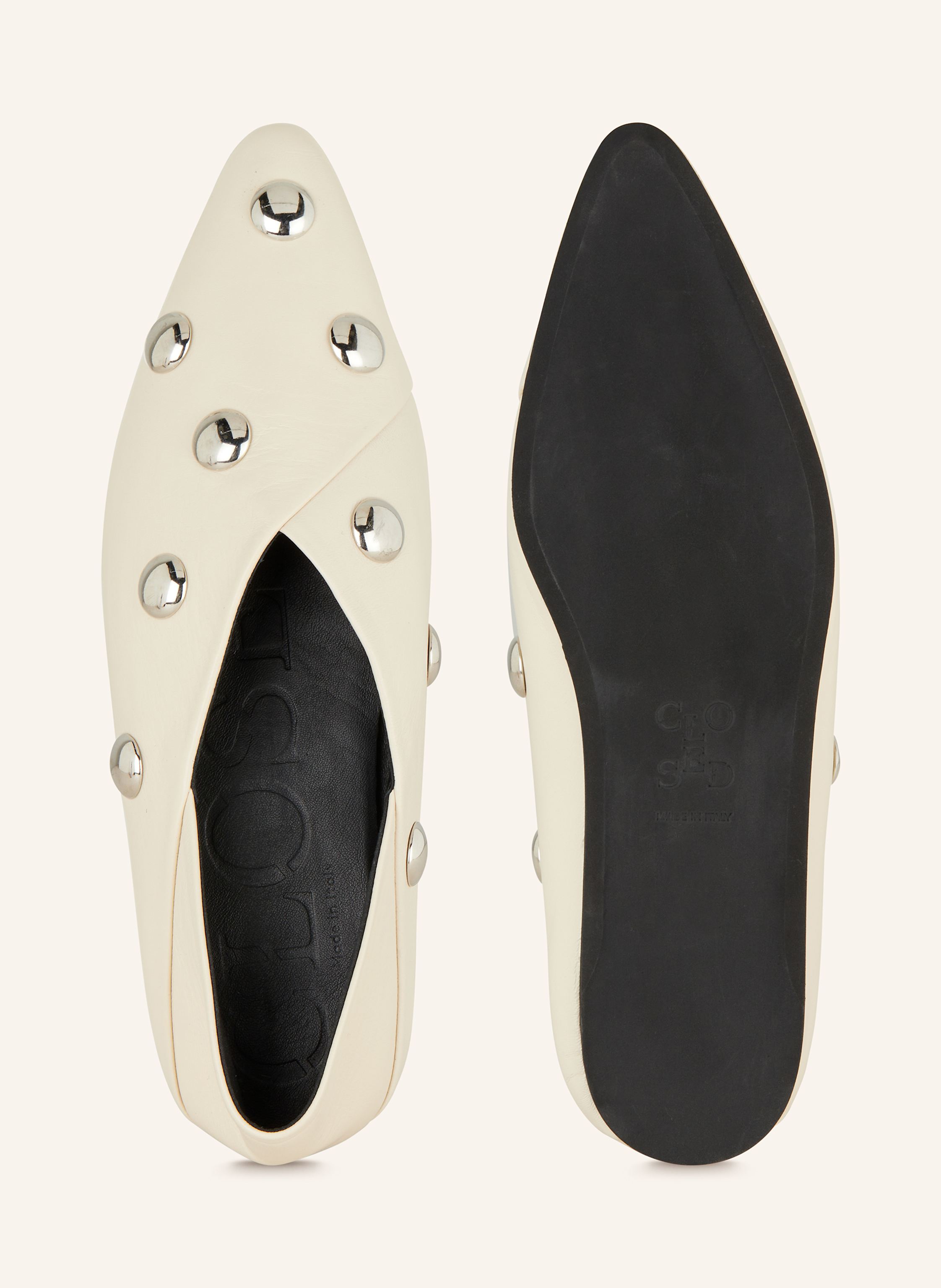 Thumbnail - Closed Ballerinas Mit Nieten beige