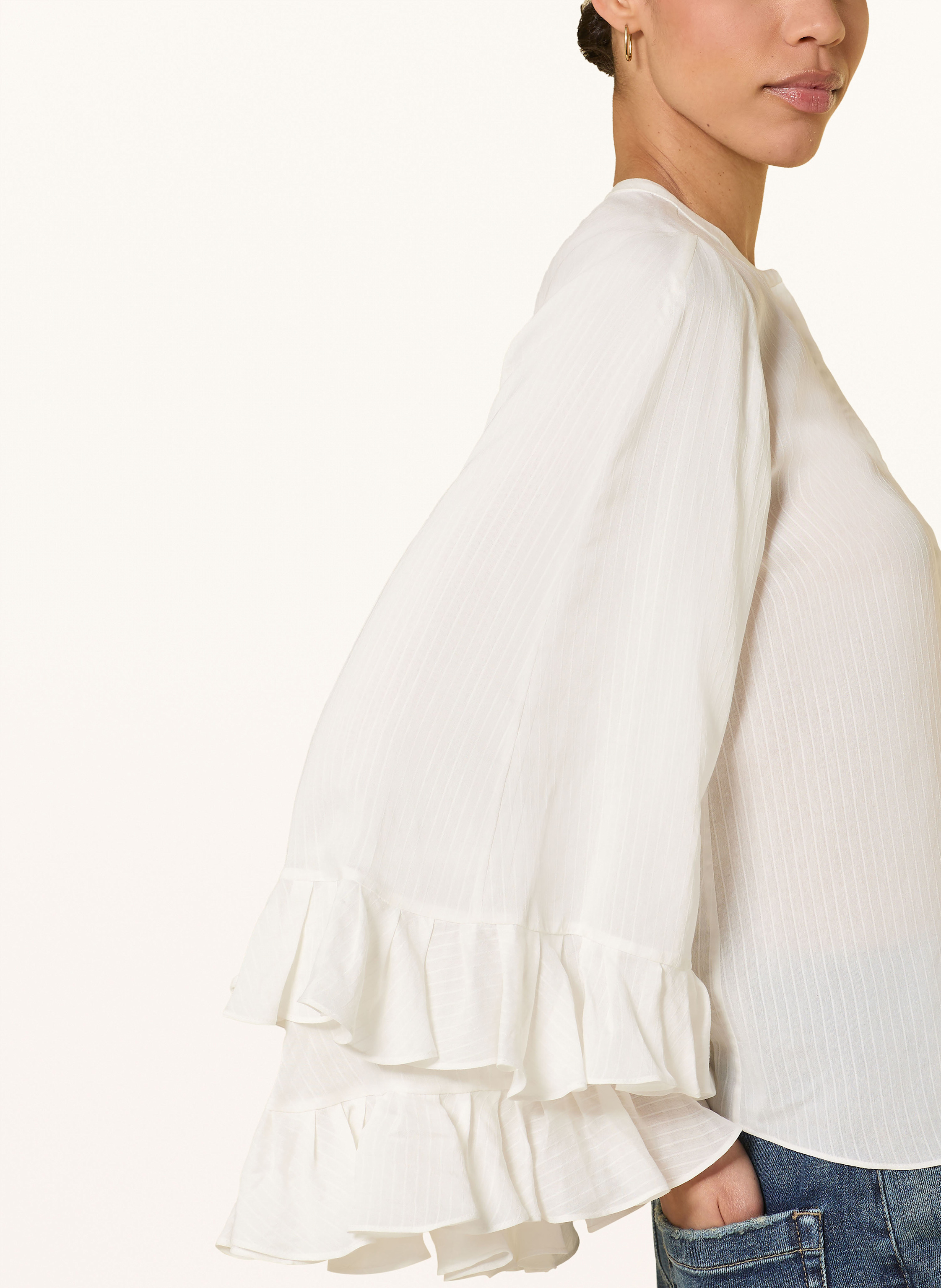 Thumbnail - Dorothee Schumacher Bluse Soft Stripes Mit Rüschen weiss