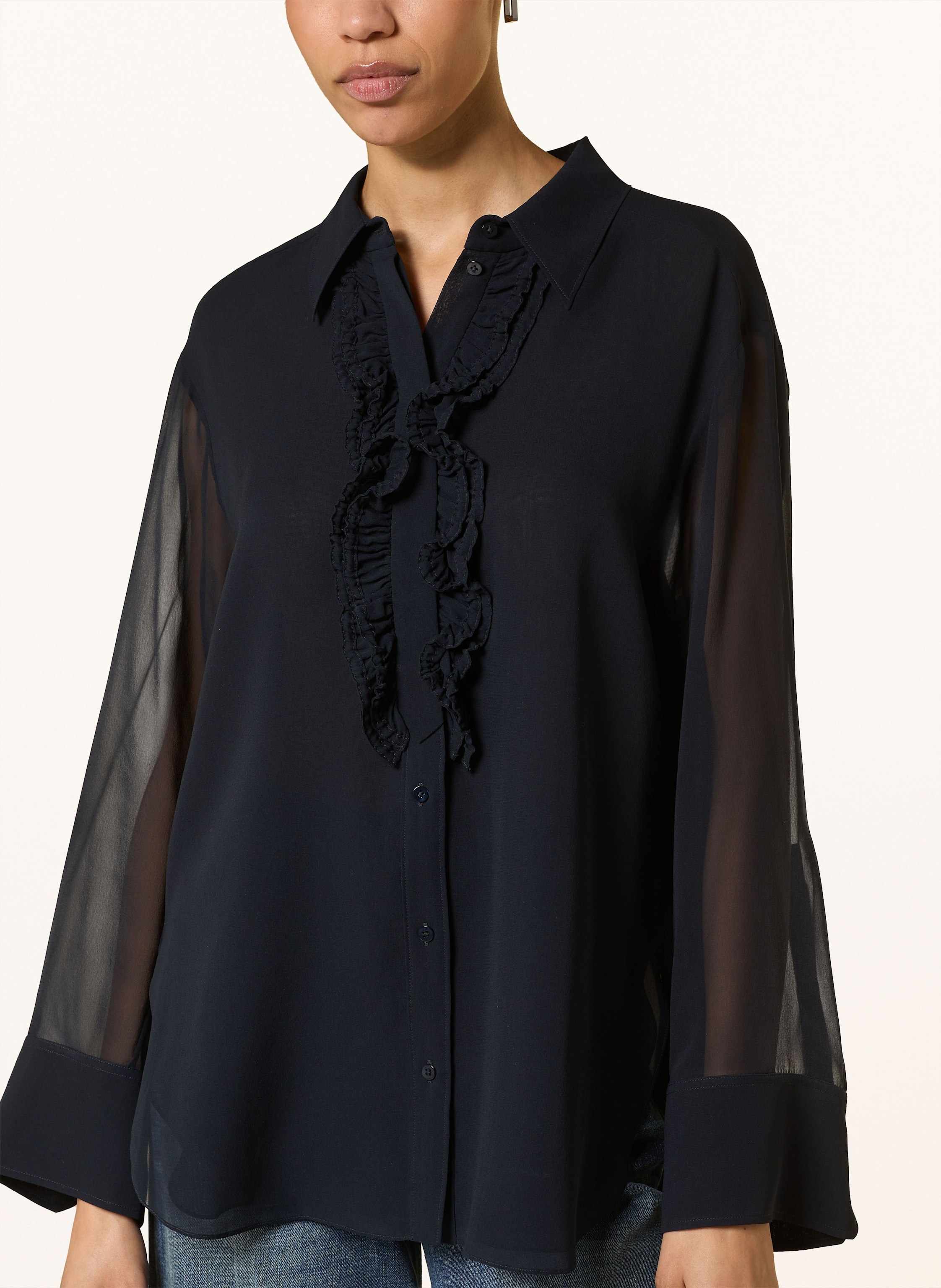 Thumbnail - Dorothee Schumacher Seidenbluse Sheer Dreams Mit Rüschen blau
