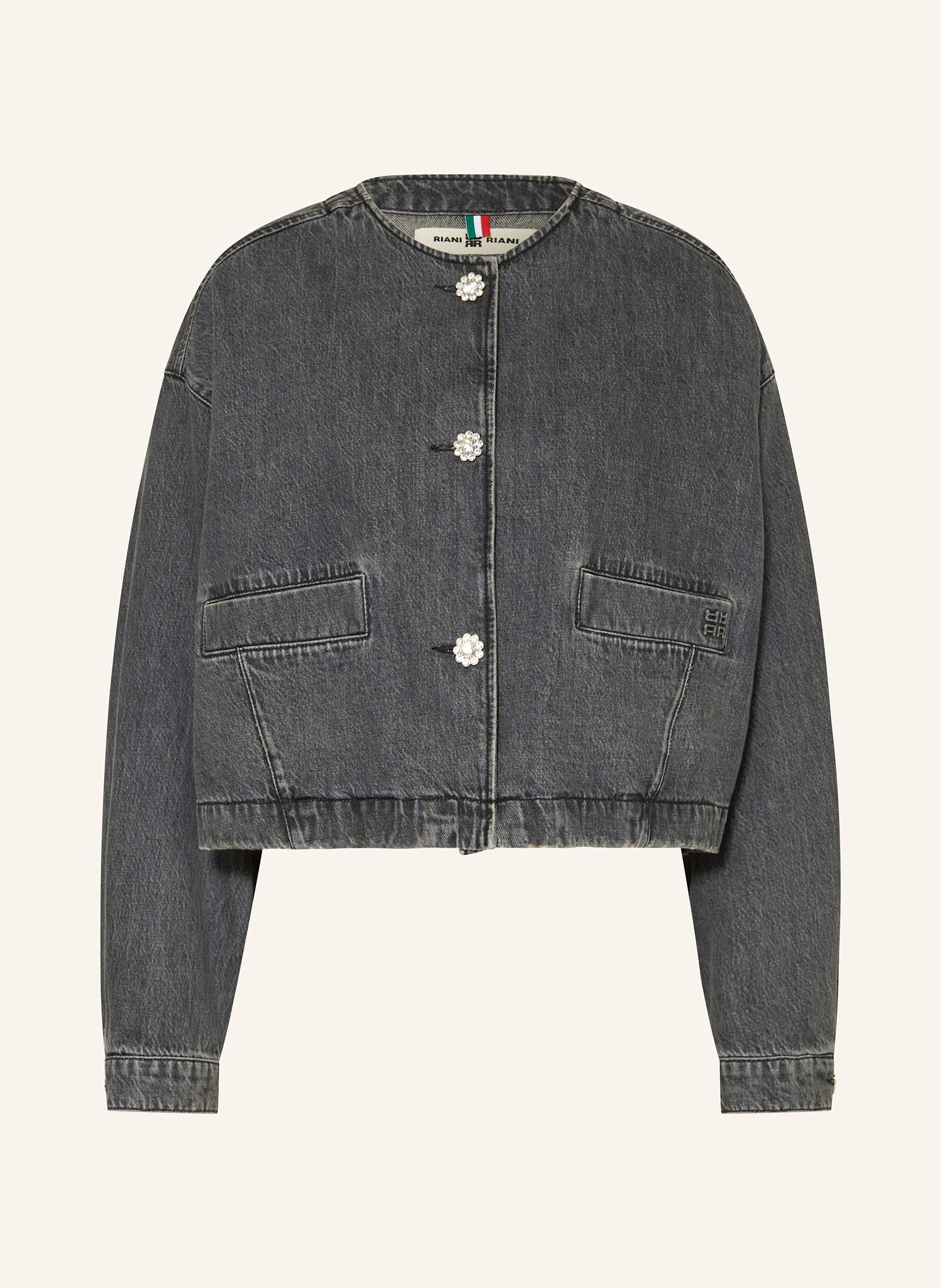 Riani Jeansjacke Mit Schmucksteinen grau